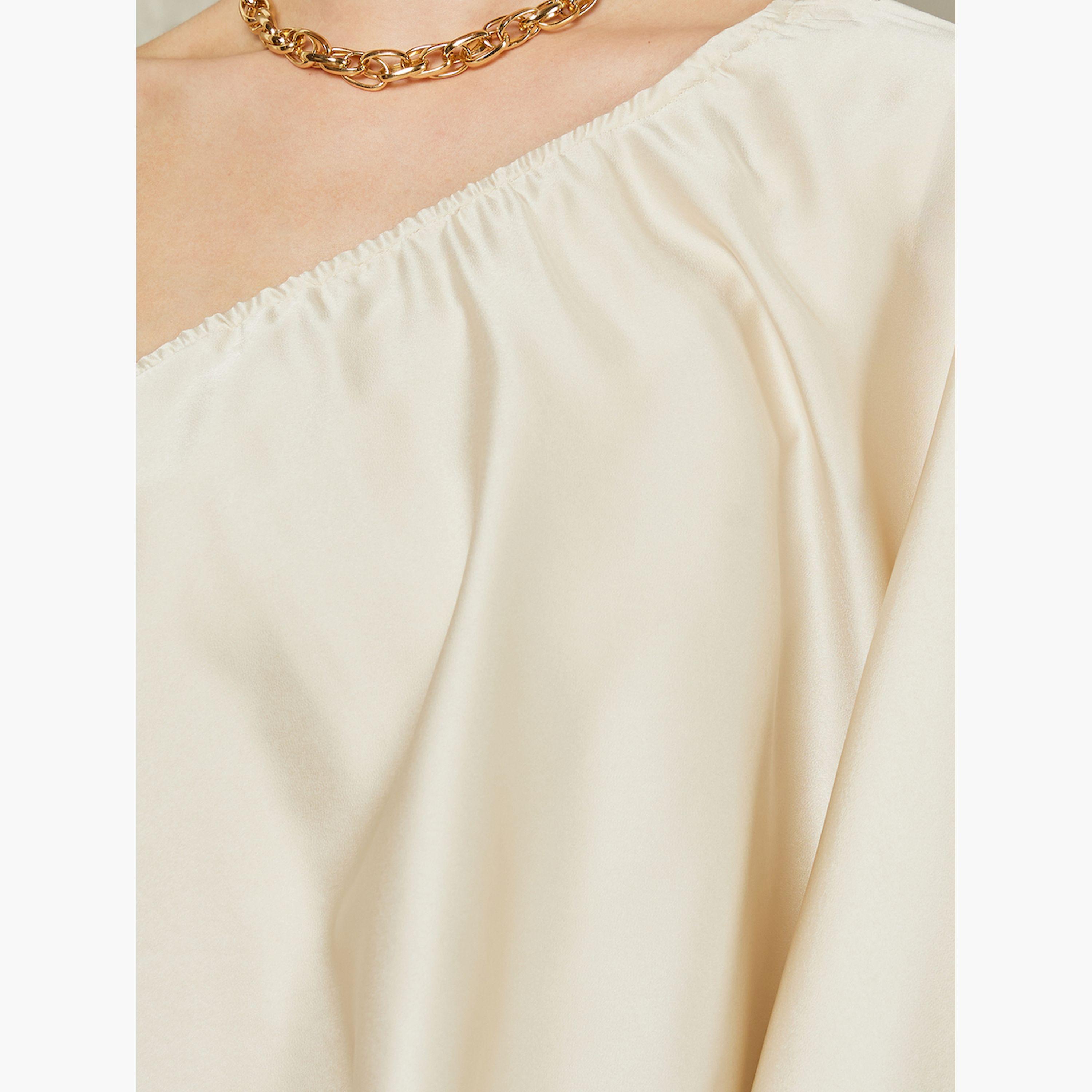 Styli One Shoulder Asymmetric Neck Cape Blouse-women-clothing-shirtsandblouses-blouses-image-4