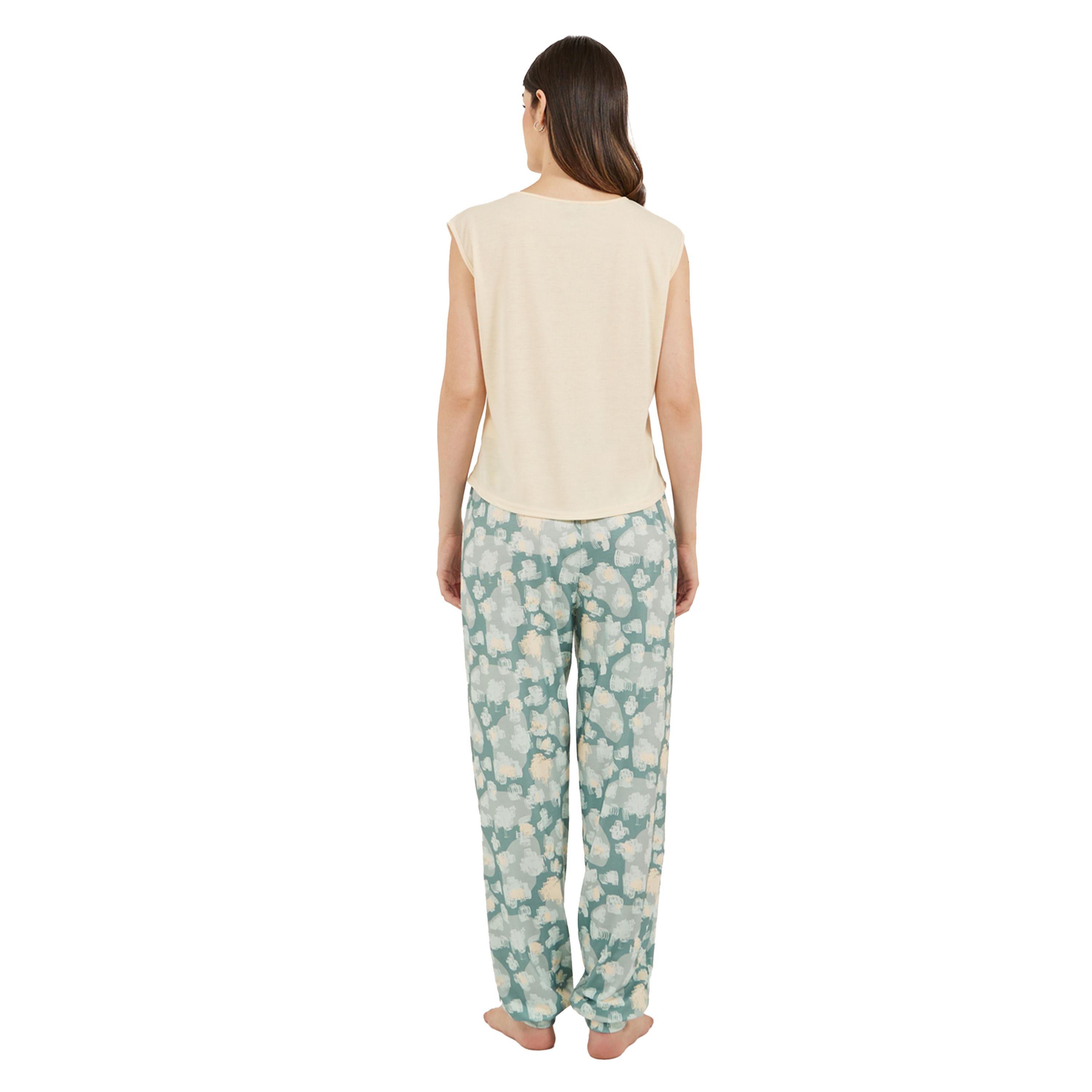 Styli Graphic Print Tank Top and Floral Print Cuffed Pyjama Set-women-clothing-nightwear-pyjamas-longsets-image-4