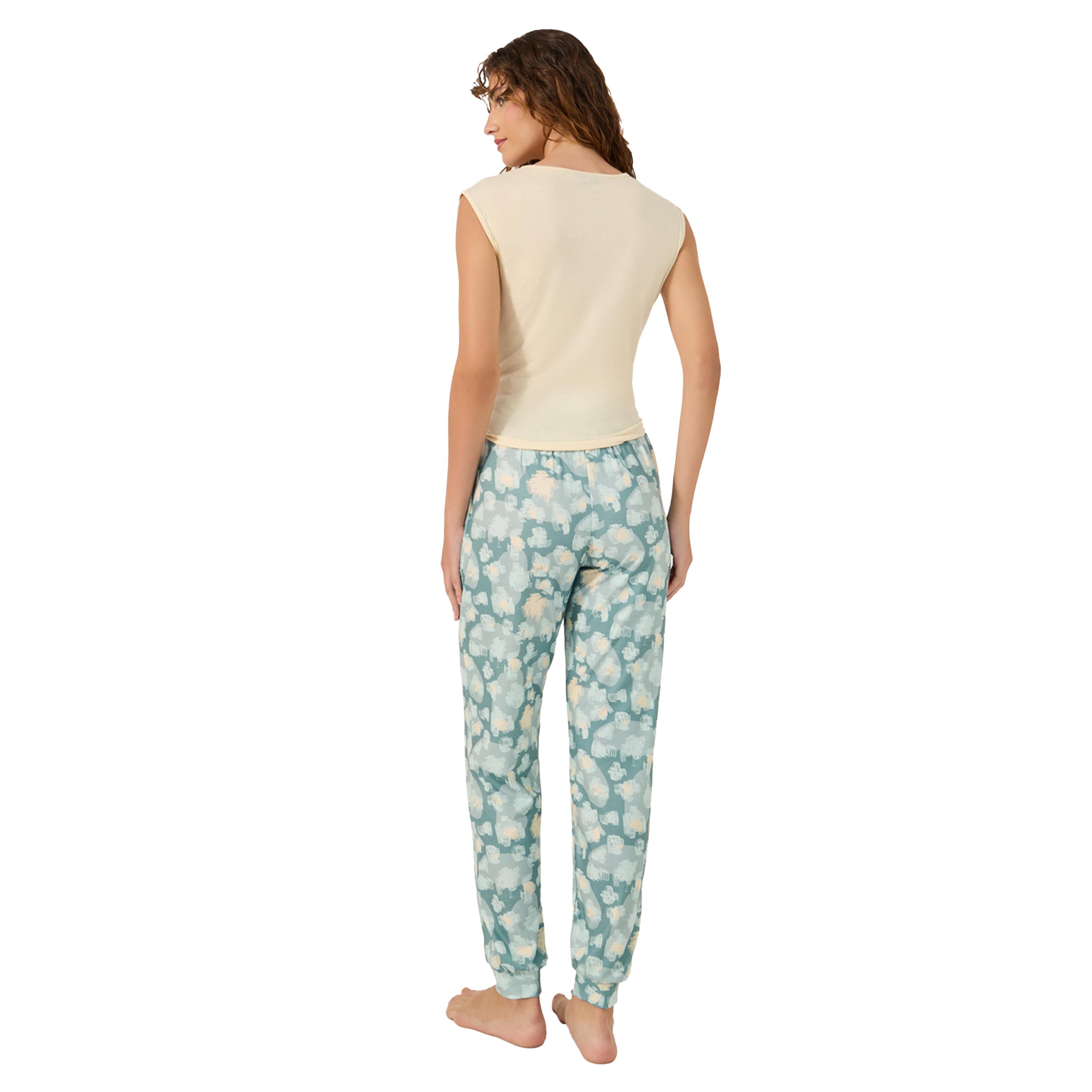 Styli Graphic Print Tank Top and Floral Print Cuffed Pyjama Set-women-clothing-nightwear-pyjamas-longsets-image-6