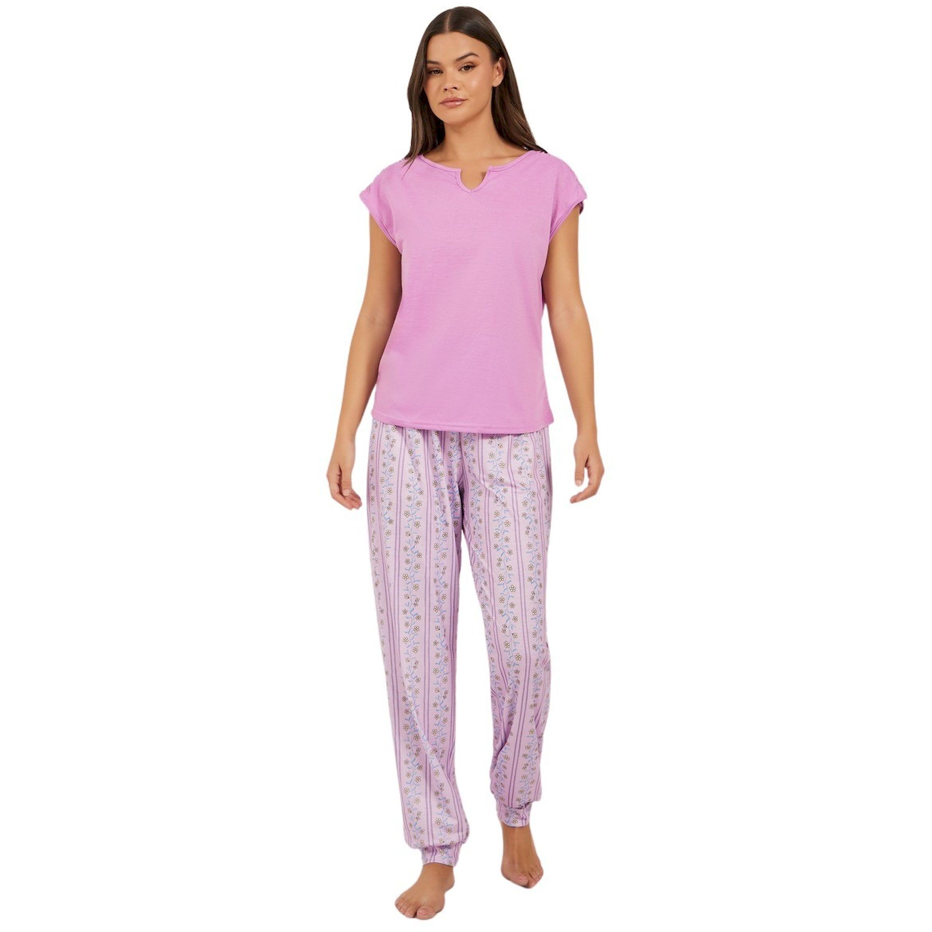 Styli Solid Gathered Shoulder Top and Printed Cuffed Pyjama Set-women-clothing-nightwear-pyjamas-longsets-image-1