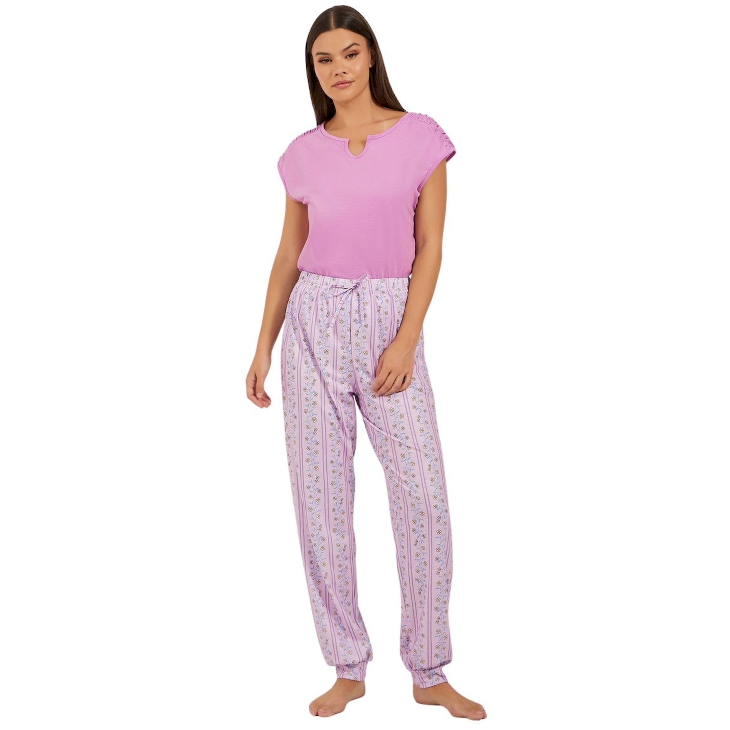 Styli Solid Gathered Shoulder Top and Printed Cuffed Pyjama Set-women-clothing-nightwear-pyjamas-longsets-image-2