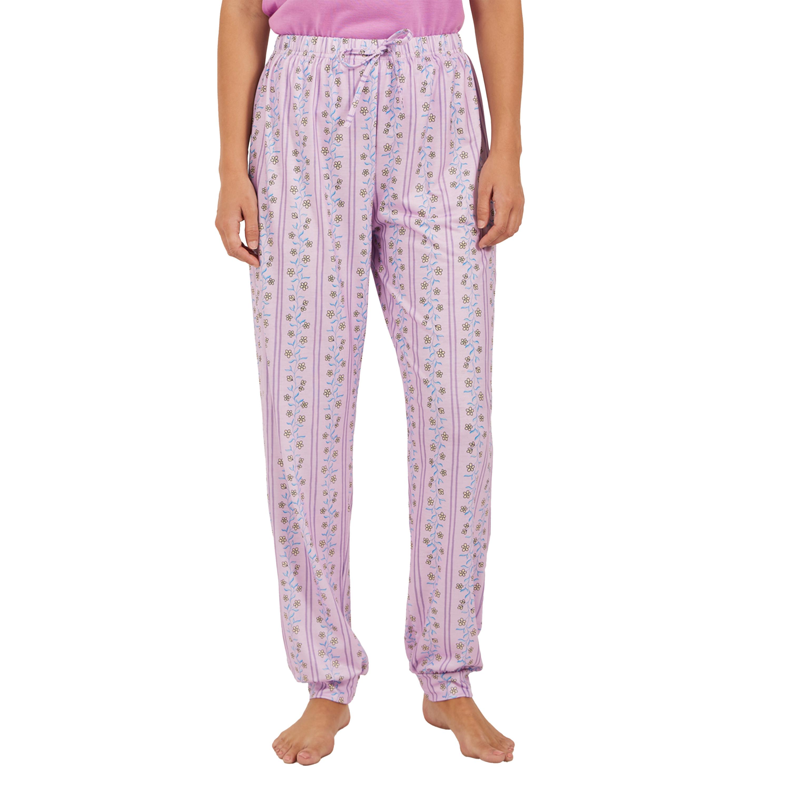 Styli Solid Gathered Shoulder Top and Printed Cuffed Pyjama Set-women-clothing-nightwear-pyjamas-longsets-image-6