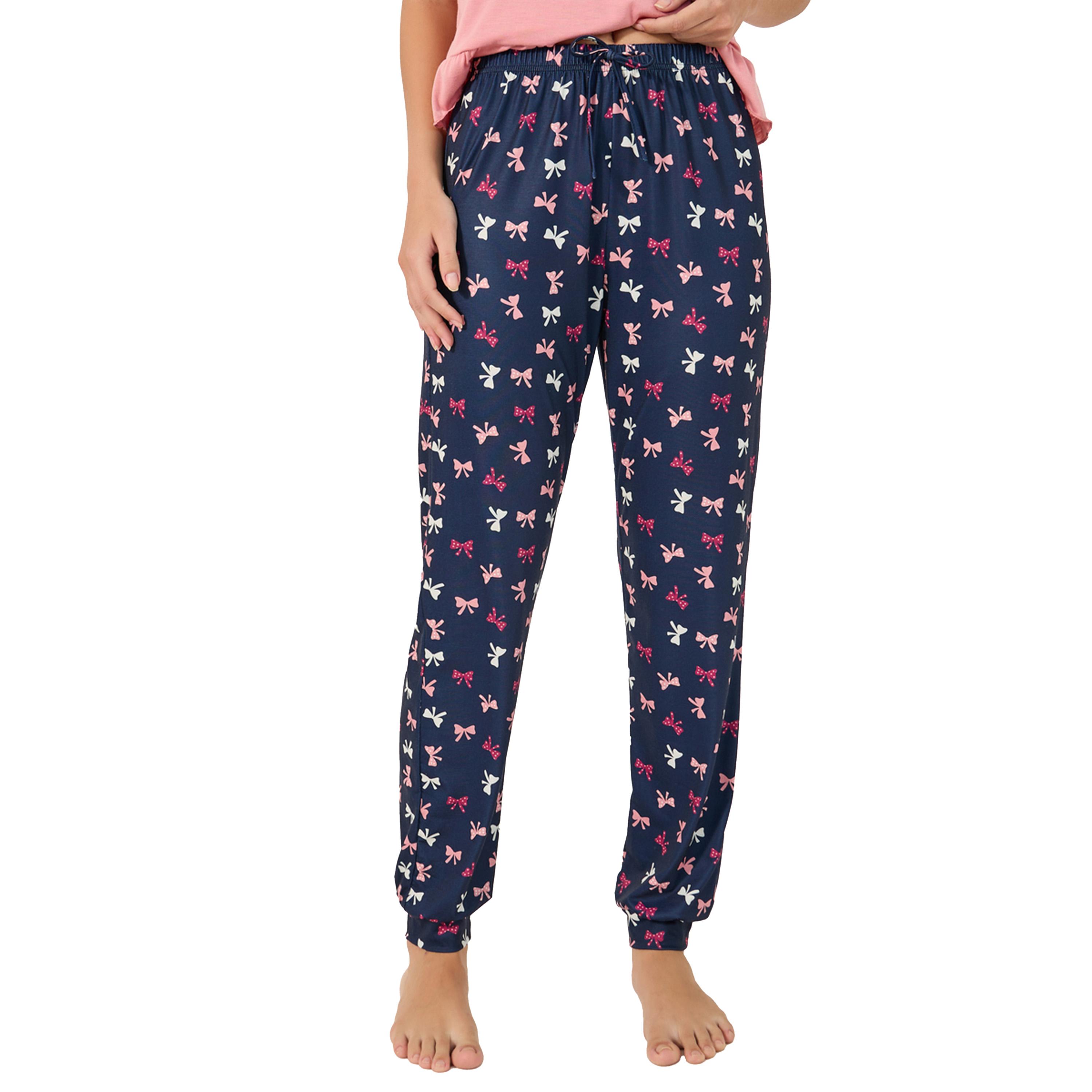 Styli Solid Ruffled Detail Tank Top and Bow Print Cuffed Pyjama Set-women-clothing-nightwear-pyjamas-longsets-image-5
