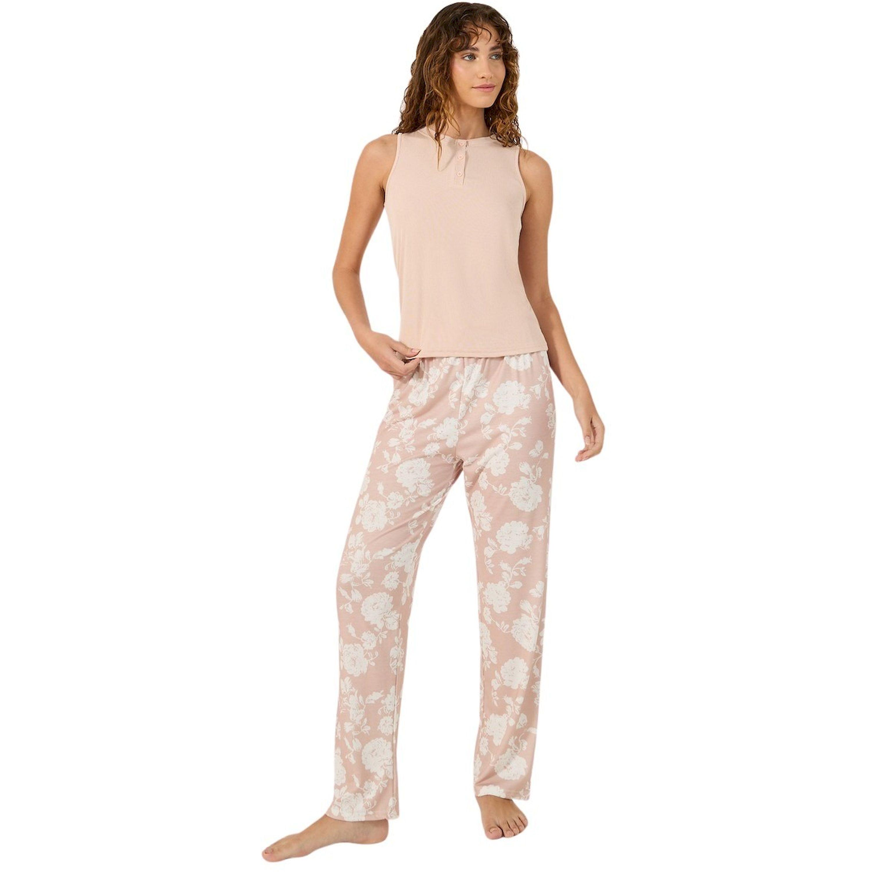 ستايلي - طقم بيجاما مكون من توب داخلي مضلع وبنطال بيجاما بطبعة زهور-women-clothing-nightwear-pyjamas-longsets-image-1