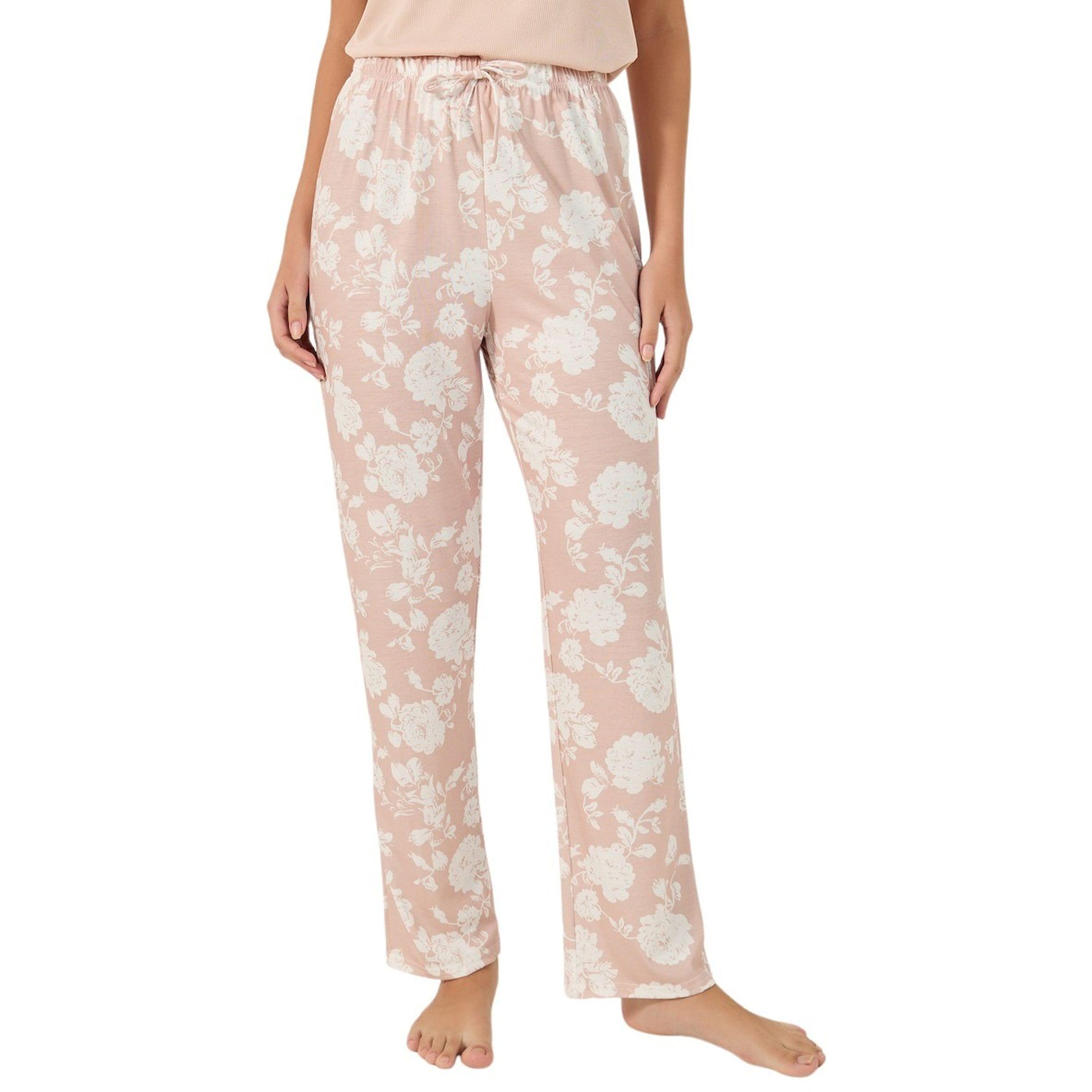 ستايلي - طقم بيجاما مكون من توب داخلي مضلع وبنطال بيجاما بطبعة زهور-women-clothing-nightwear-pyjamas-longsets-image-6