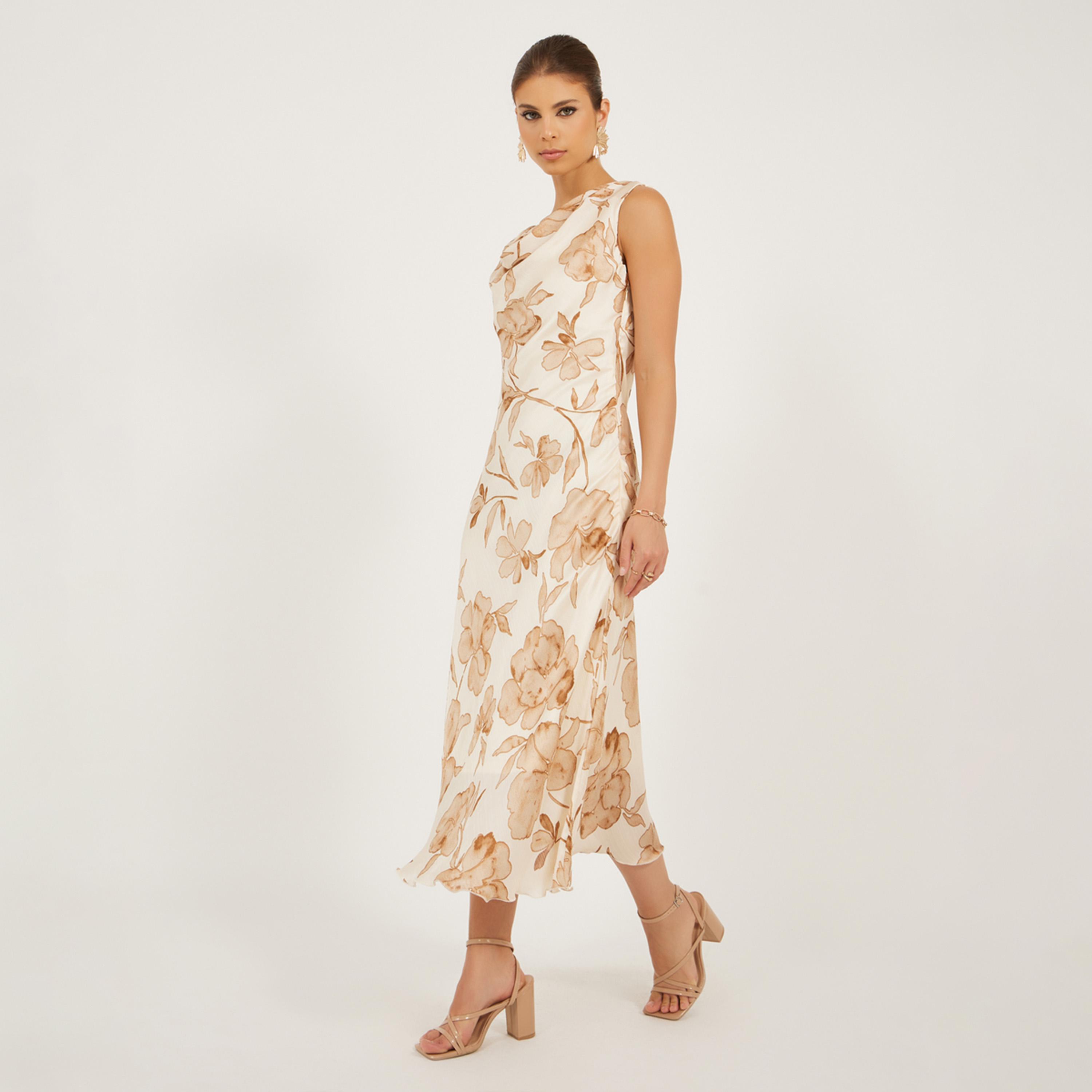 ستايلي - فستان ميدي بدون أكمام بقصة A مطبوع-women-clothing-dresses-image-1