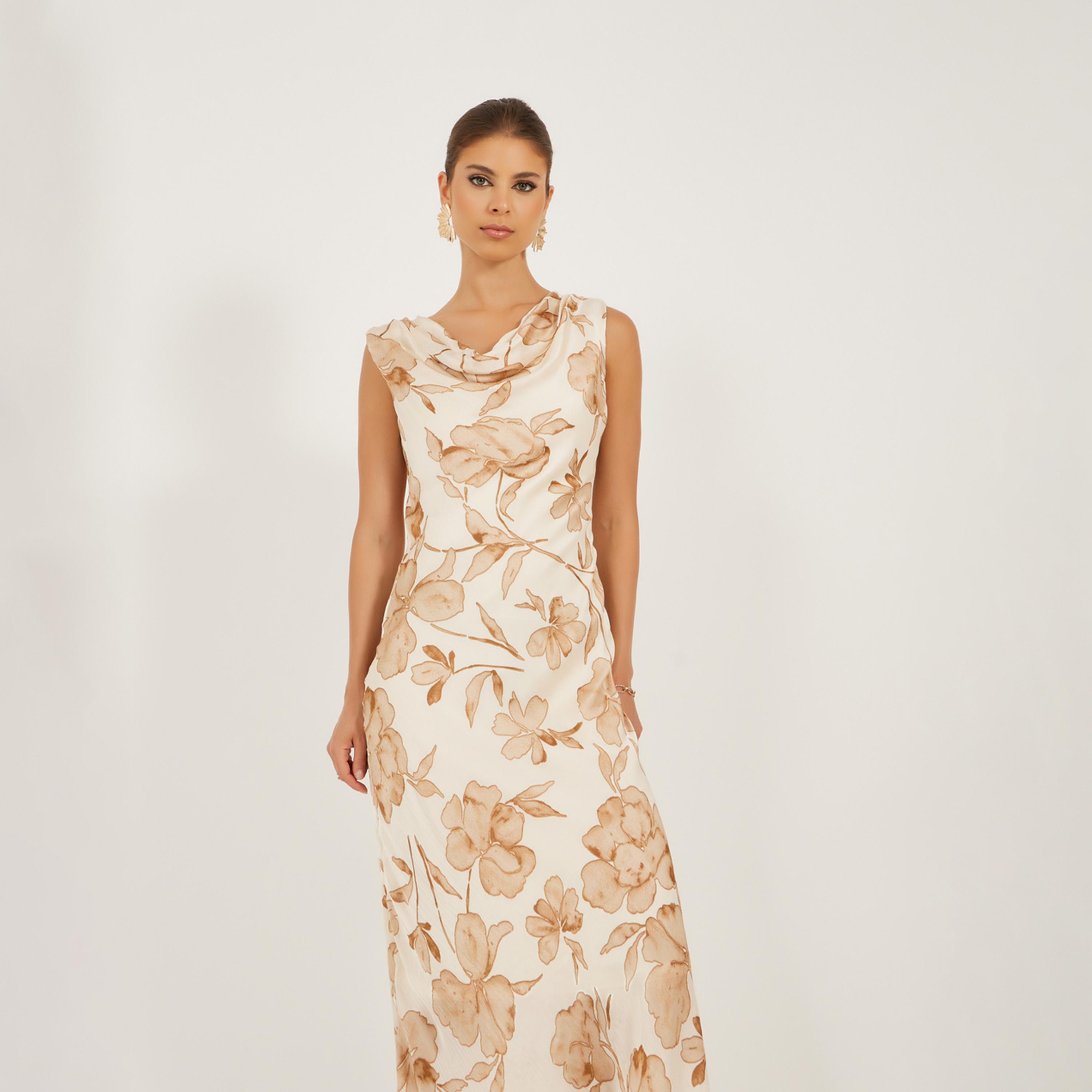 ستايلي - فستان ميدي بدون أكمام بقصة A مطبوع-women-clothing-dresses-image-3