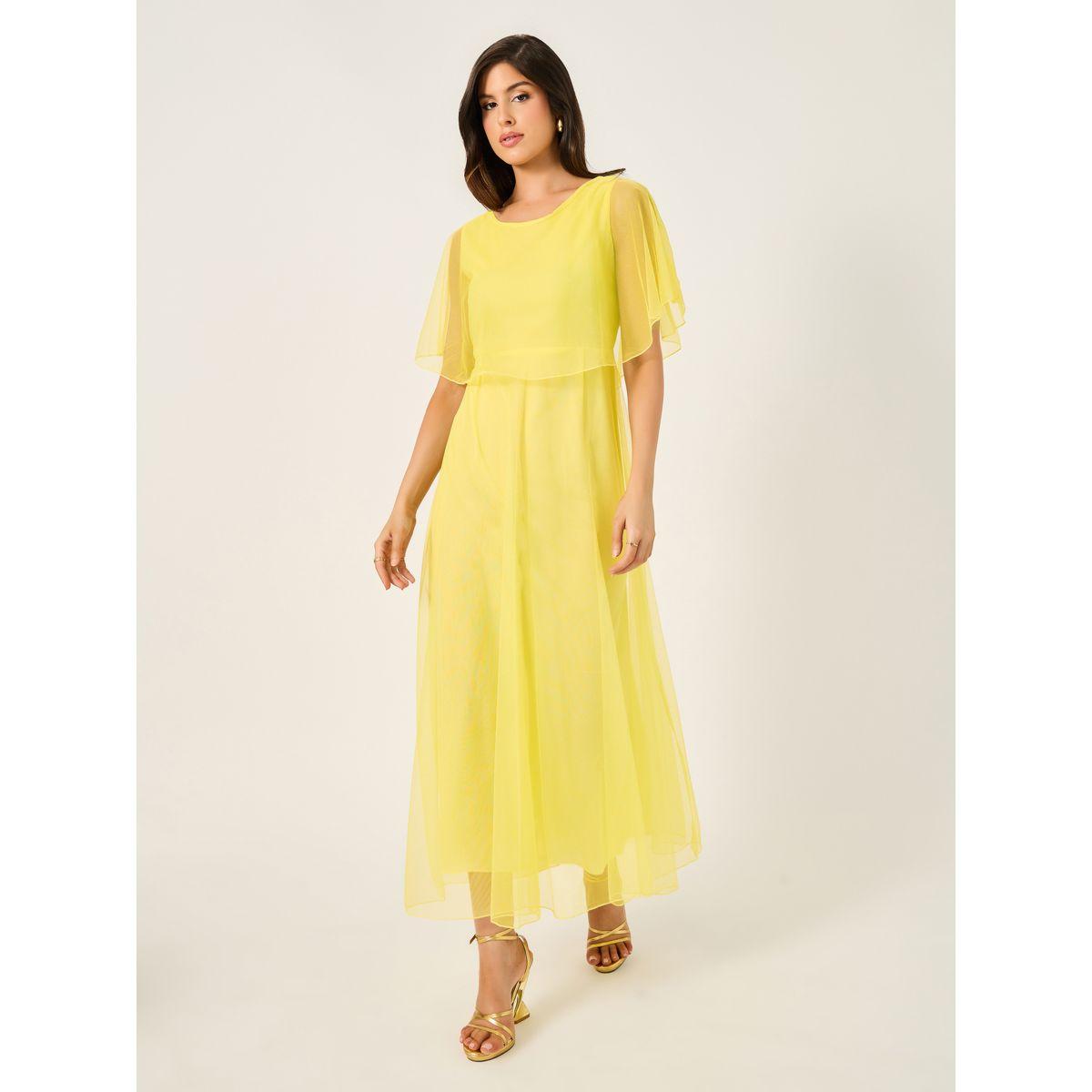 Mesh Cape Sleeve A-Line Maxi Dress-women-clothing-dresses-image-1