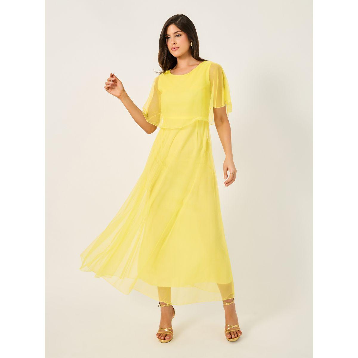 Mesh Cape Sleeve A-Line Maxi Dress-women-clothing-dresses-image-2