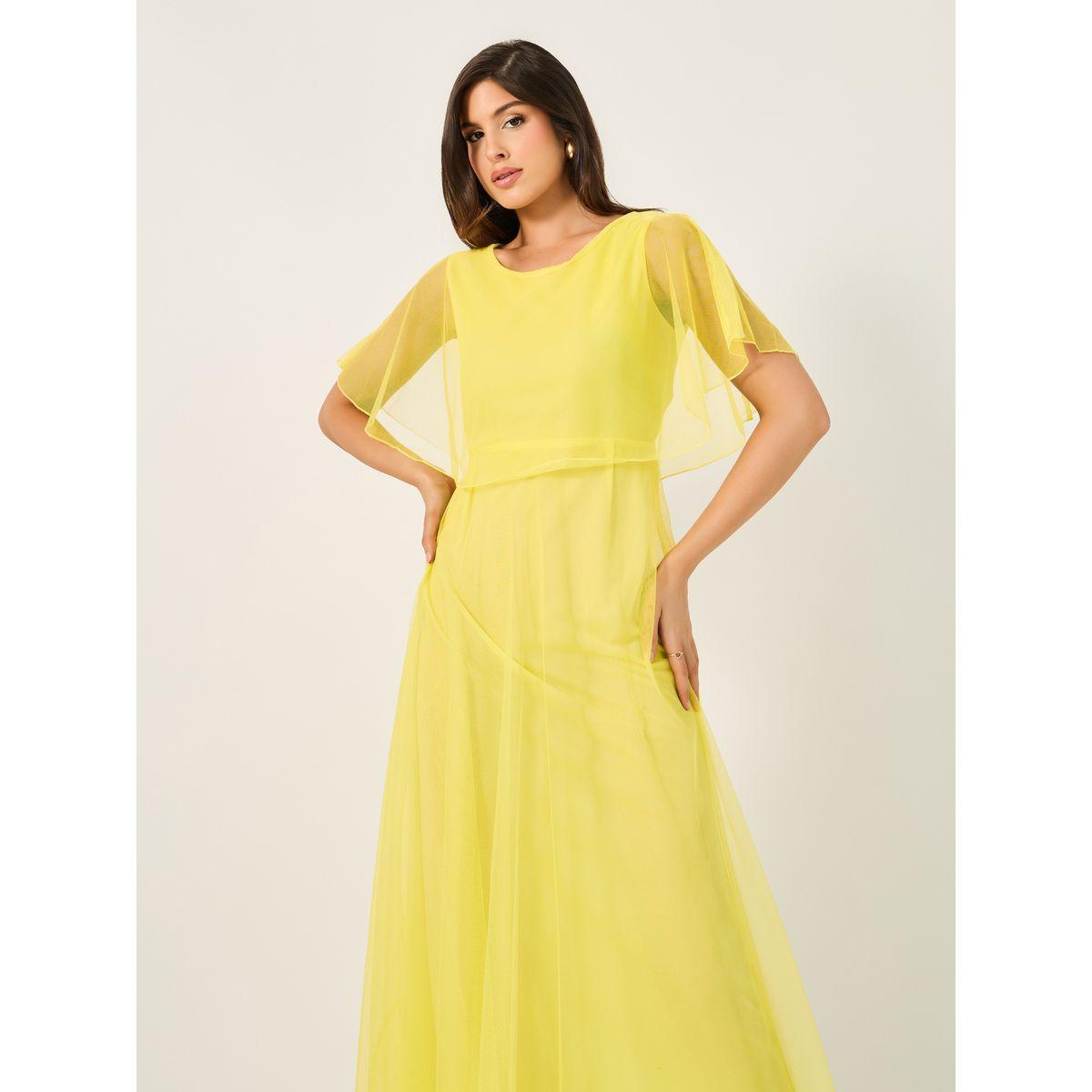 Mesh Cape Sleeve A-Line Maxi Dress-women-clothing-dresses-image-3