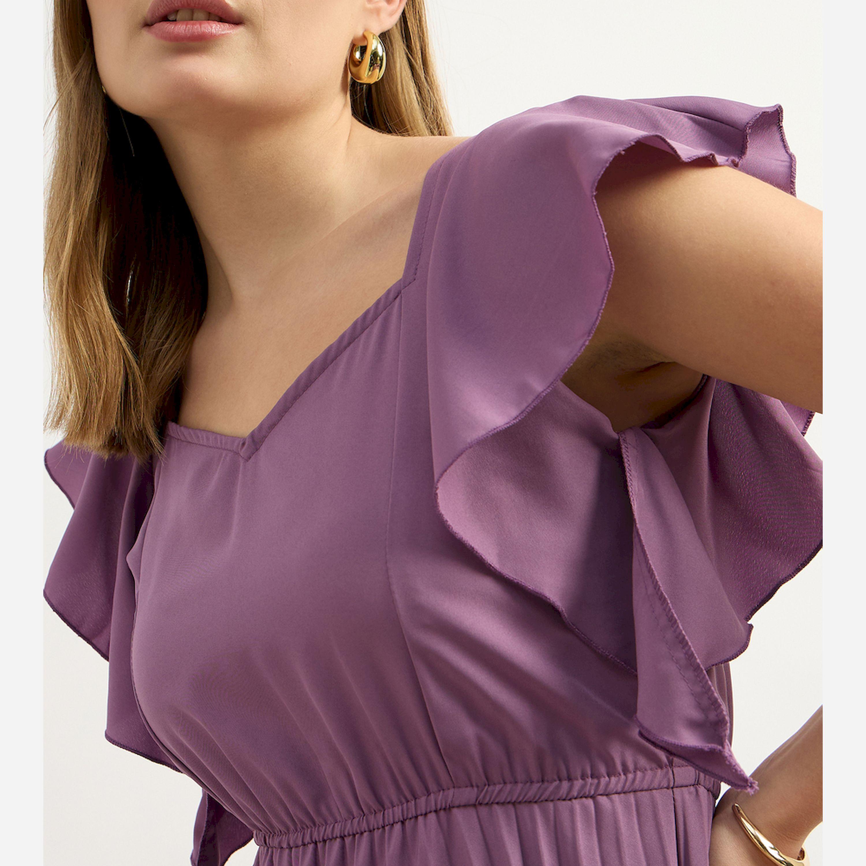 ستايلي - يو آند اف - فستان ميدي سادة للنساء - بنفسجي-women-clothing-dresses-image-4