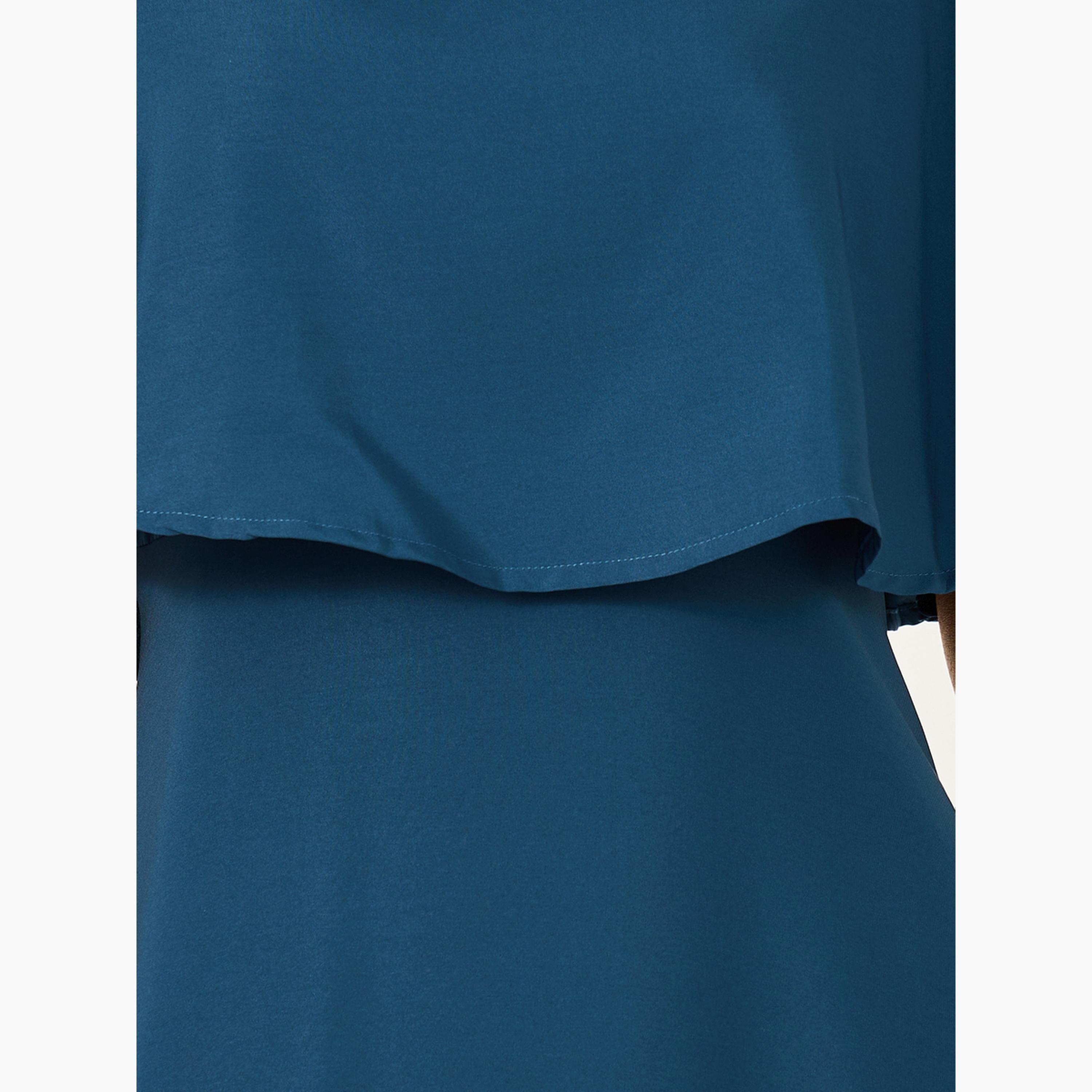 Styli Solid Cape Sleeve A-Line Maxi Dress-women-clothing-dresses-image-3