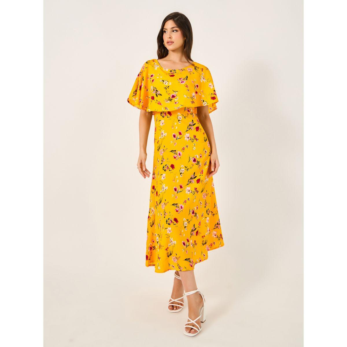 All-Over Print Cape Sleeve A-Line Maxi Dress-women-clothing-dresses-image-1