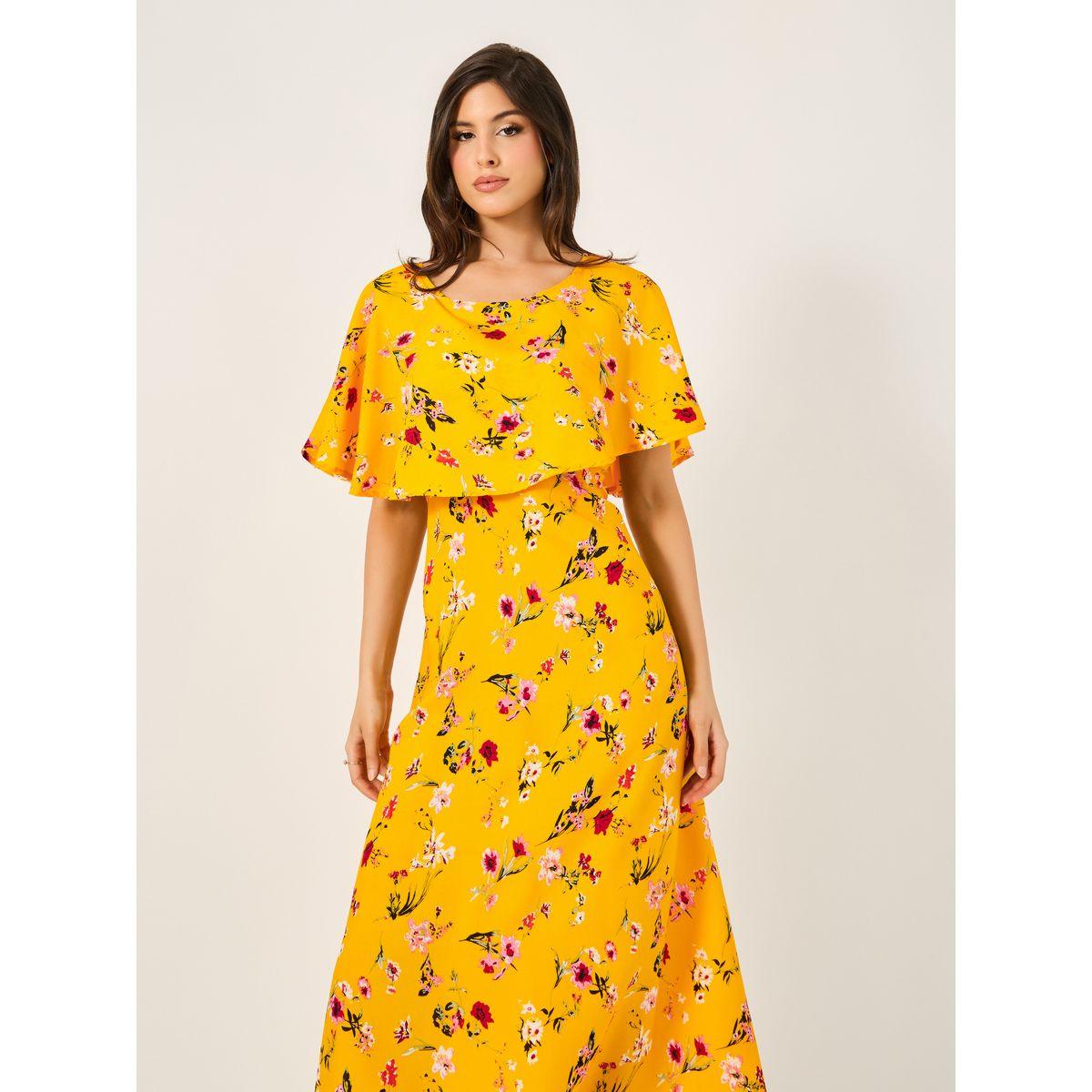 All-Over Print Cape Sleeve A-Line Maxi Dress-women-clothing-dresses-image-3