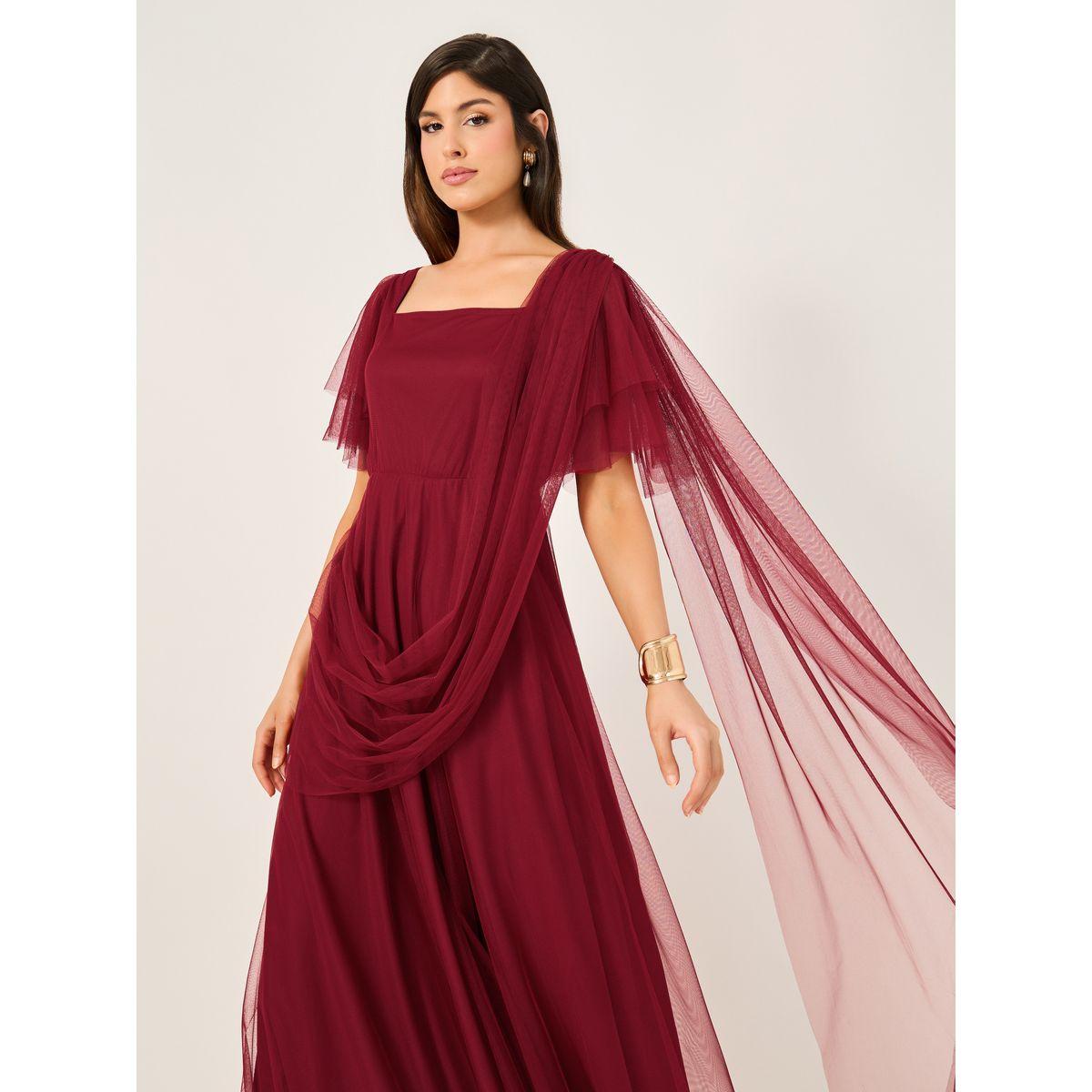 فستان طويل بياقة مربعة وتداخلات شبكية-women-clothing-dresses-image-4