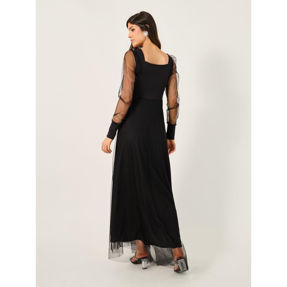 فستان طويل بأكمام منفوخة وياقة مربعة-women-clothing-dresses-image-5