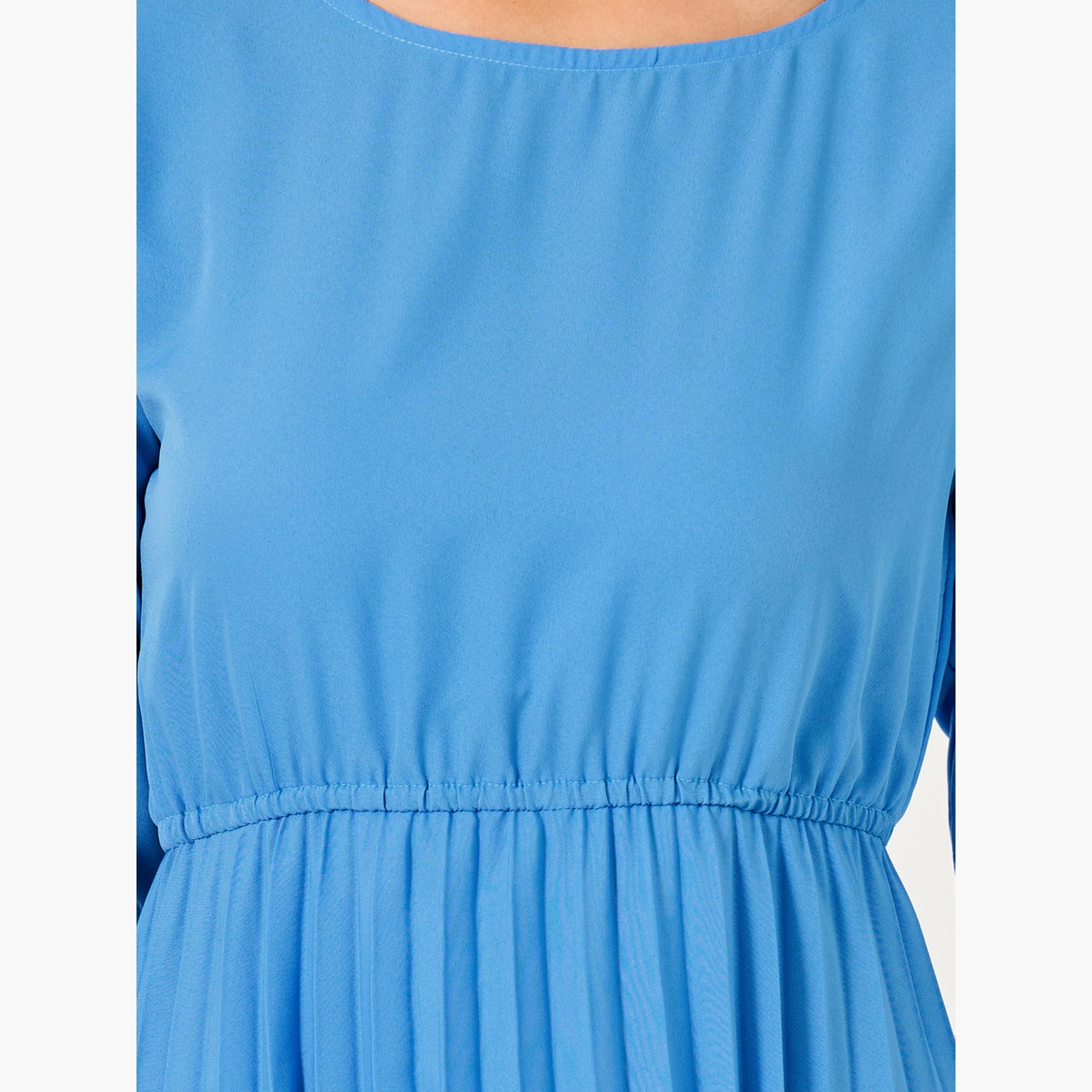 Styli Solid Accordion Pleated A-Line Midi Dress-women-clothing-dresses-image-4