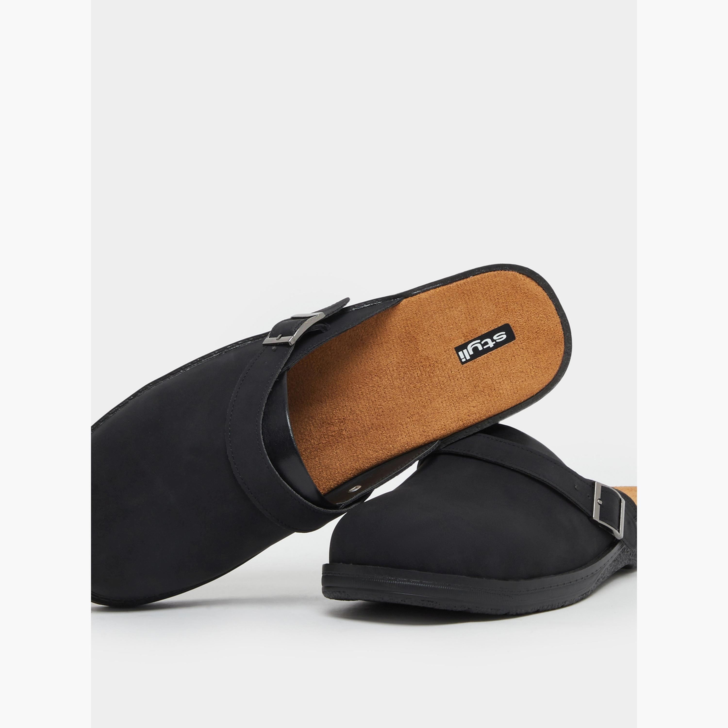 ستايلي - حذاء سهل الارتداء من الجلد الصناعي مع تفاصيل مشبك-men-shoes-sandals-image-3