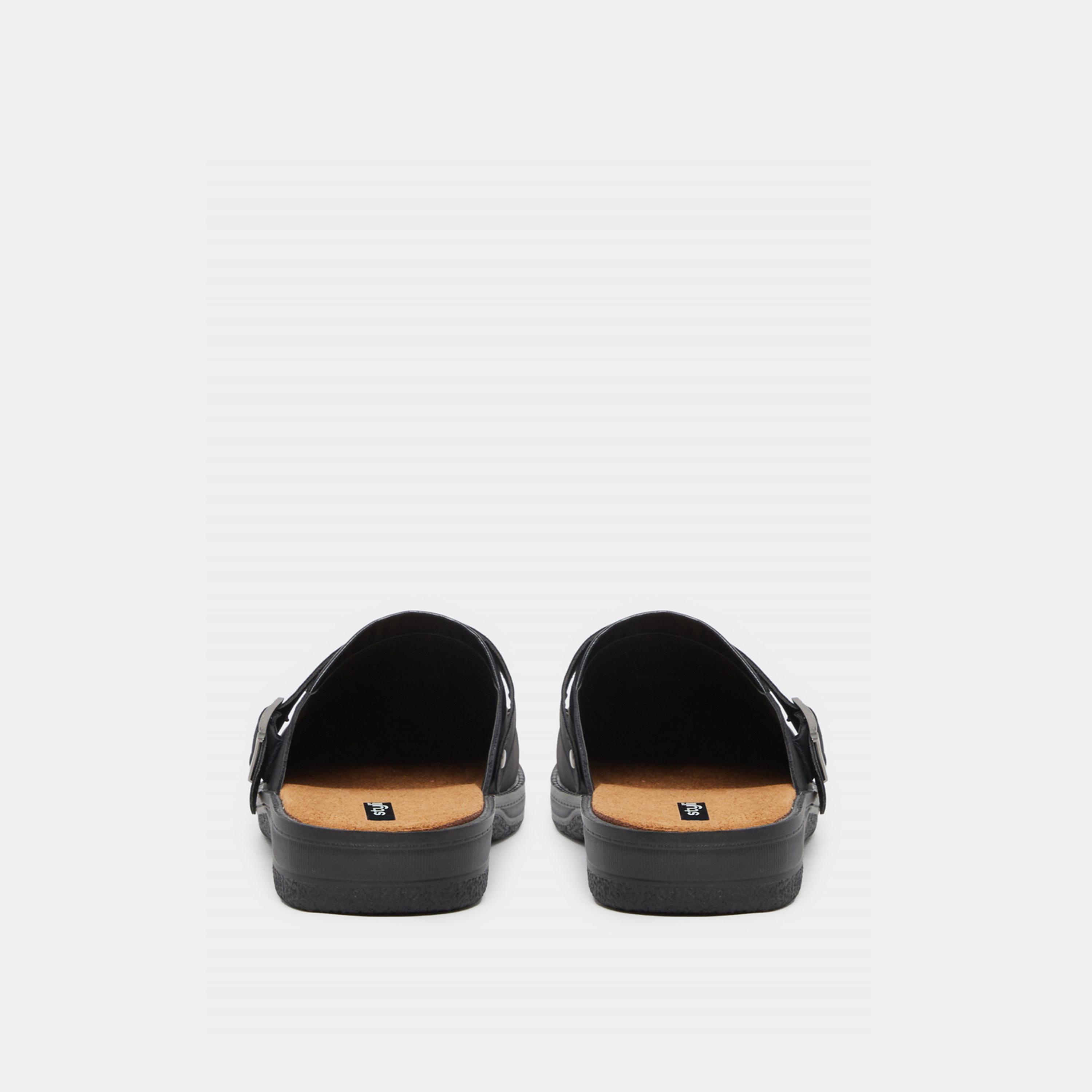 Styli Faux Leather Slip On Clogs with Buckle Detail-men-shoes-sandals-image-4