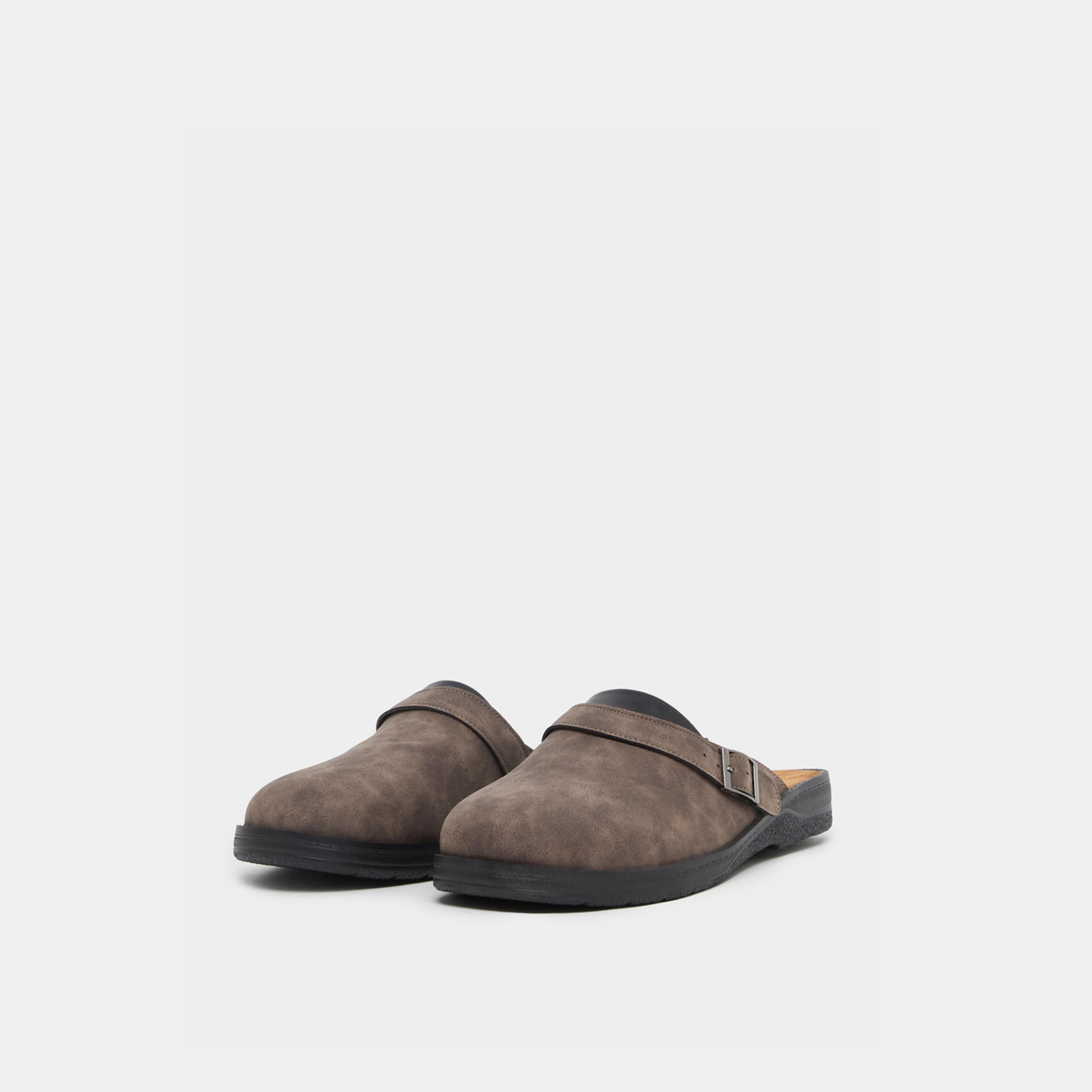 Styli Faux Leather Slip On Clogs with Buckle Detail-men-shoes-flipflopsandslides-image-2