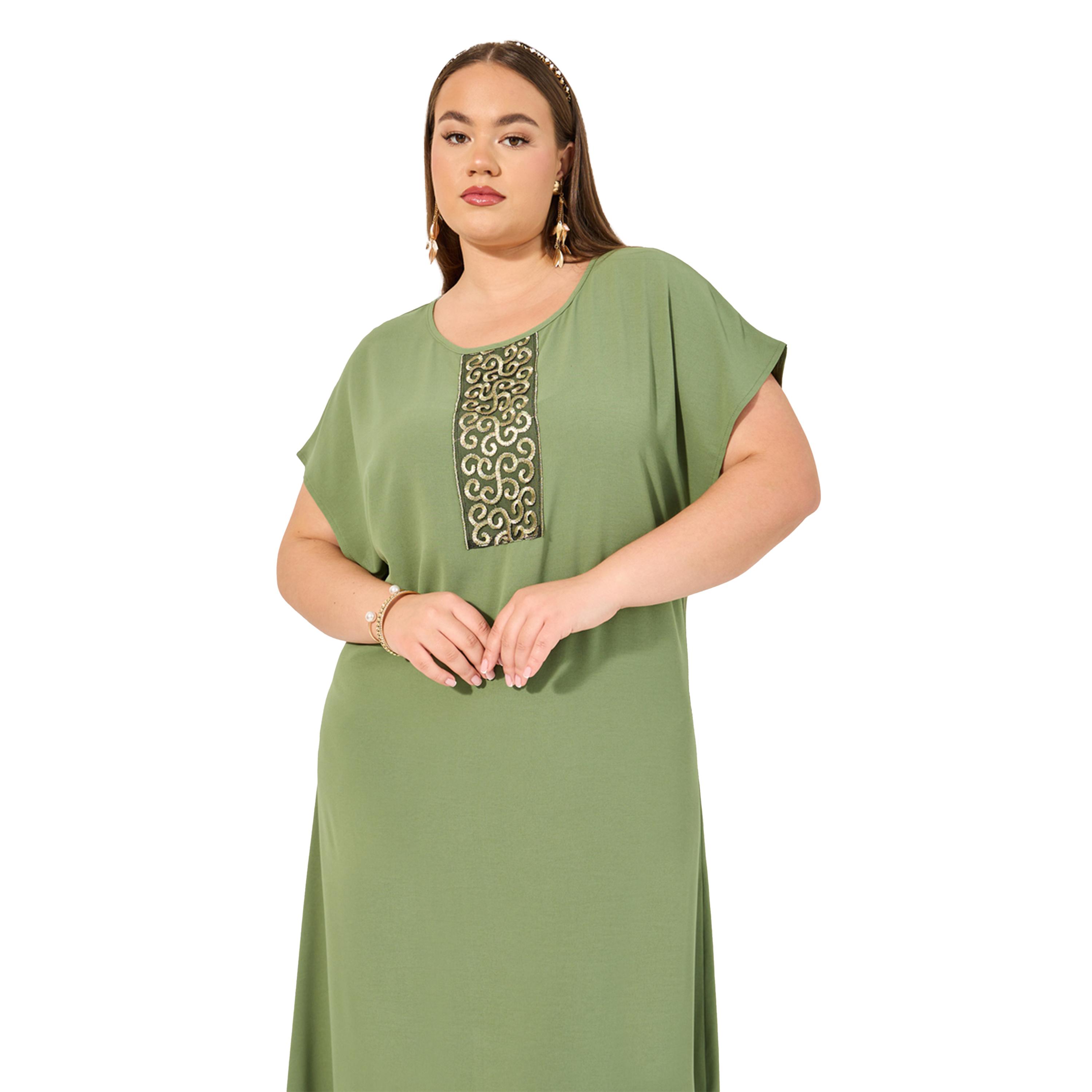 Styli Plus Size Embroidered Detail Short Sleeve Jalabiya-women-arabicclothing-jalabiyas-image-3