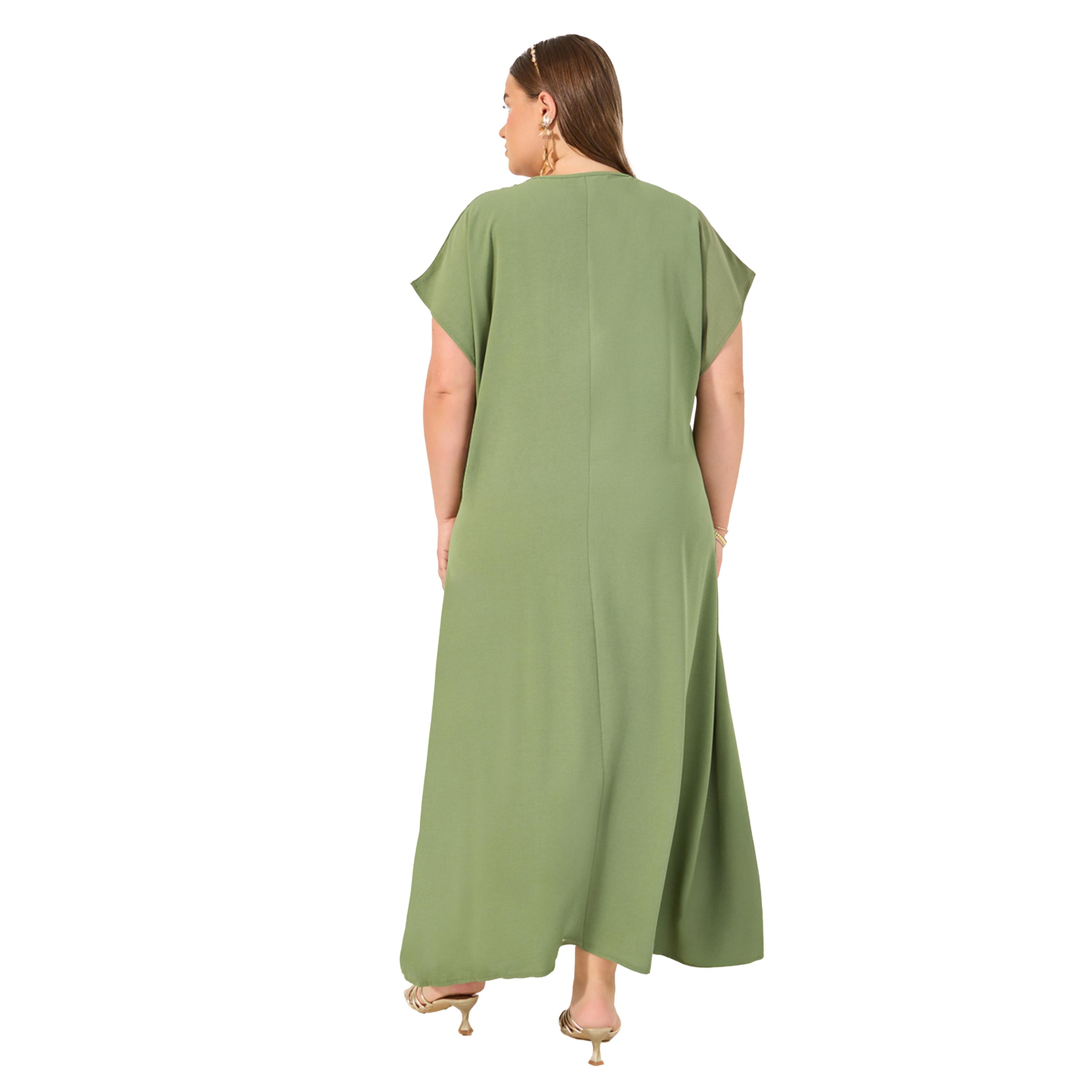 ستايلي - جلابية بأكمام قصيرة وتفاصيل مطرزة مقاس كبير-women-arabicclothing-jalabiyas-image-5