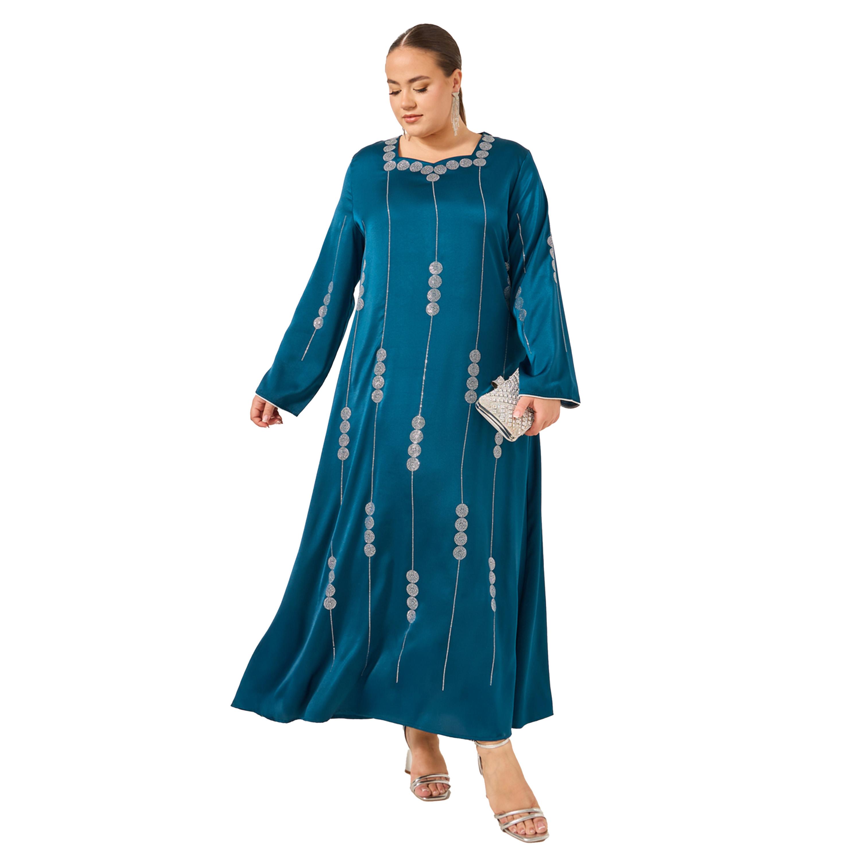 ستايلي - جلابية مقاس كبير مزينة برقبة على شكل قلب-women-arabicclothing-jalabiyas-image-1