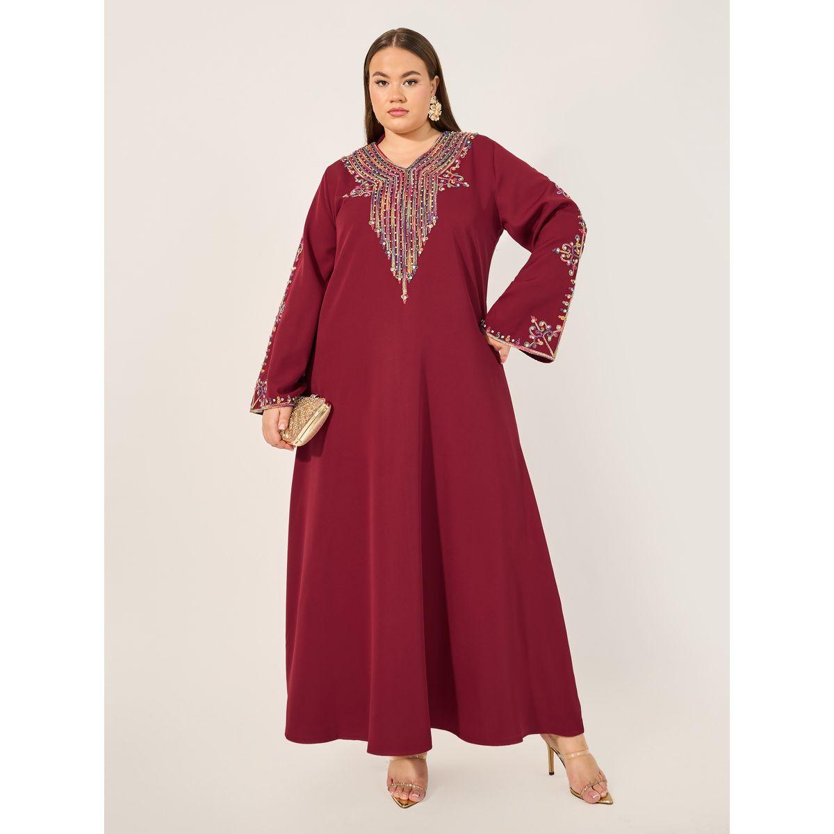 جلابية طويلة بتفاصيل مُطرّزة ومنمقة بحجر الراين-women-arabicclothing-jalabiyas-image-1