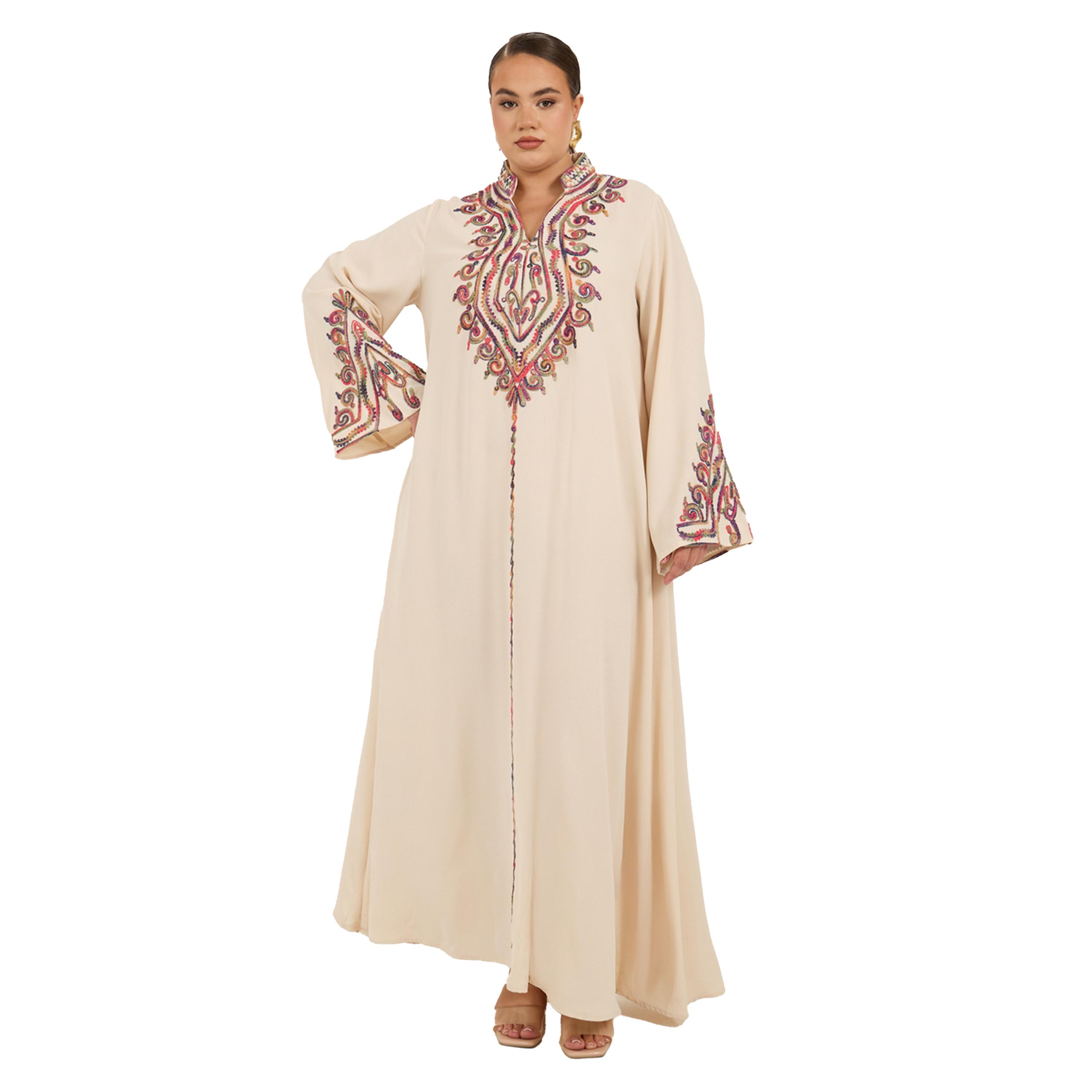 أميرة x ستايلي جلابية بمقاس كبير وحافة واسعة مع ياقة قائمة-women-arabicclothing-jalabiyas-image-2