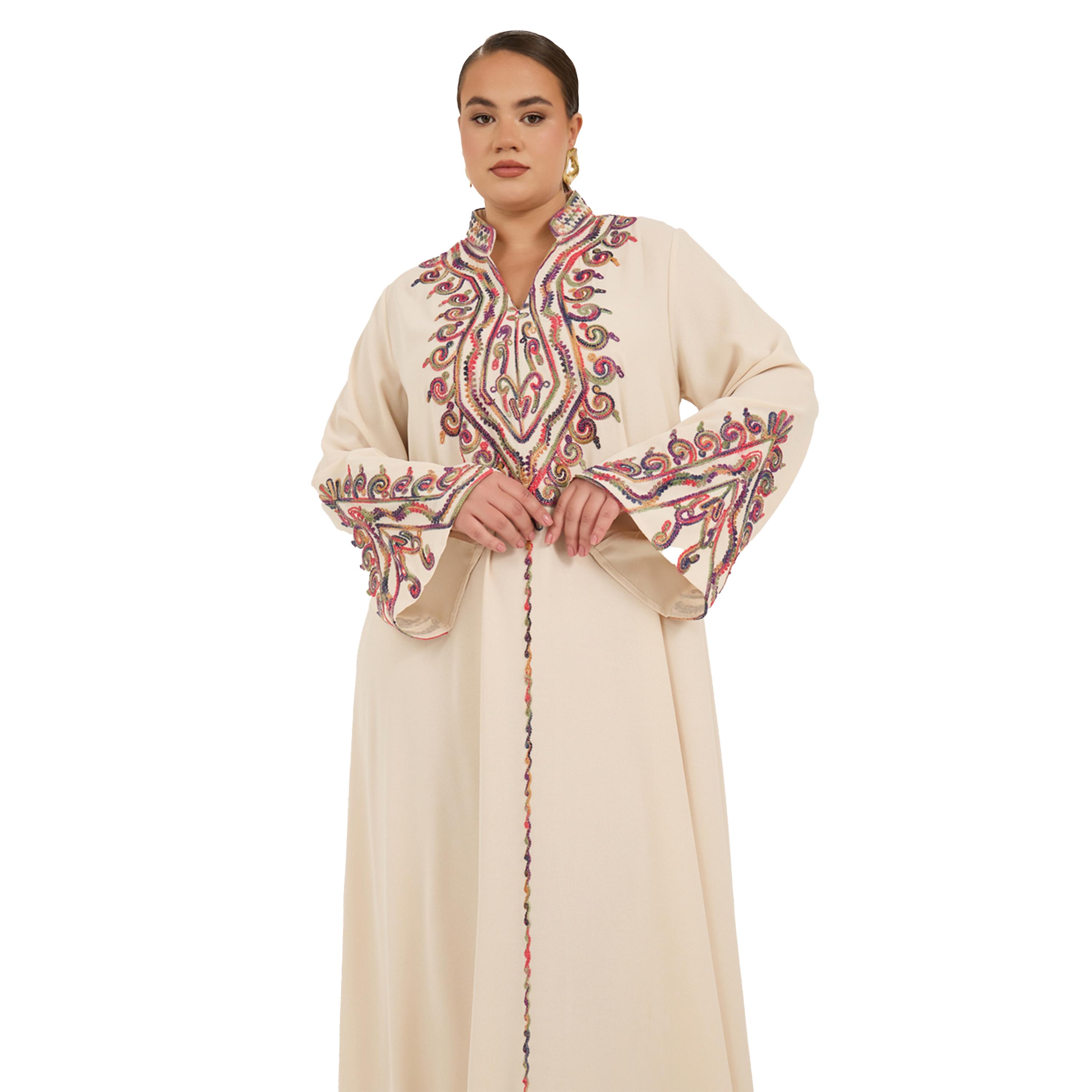 أميرة x ستايلي جلابية بمقاس كبير وحافة واسعة مع ياقة قائمة-women-arabicclothing-jalabiyas-image-3