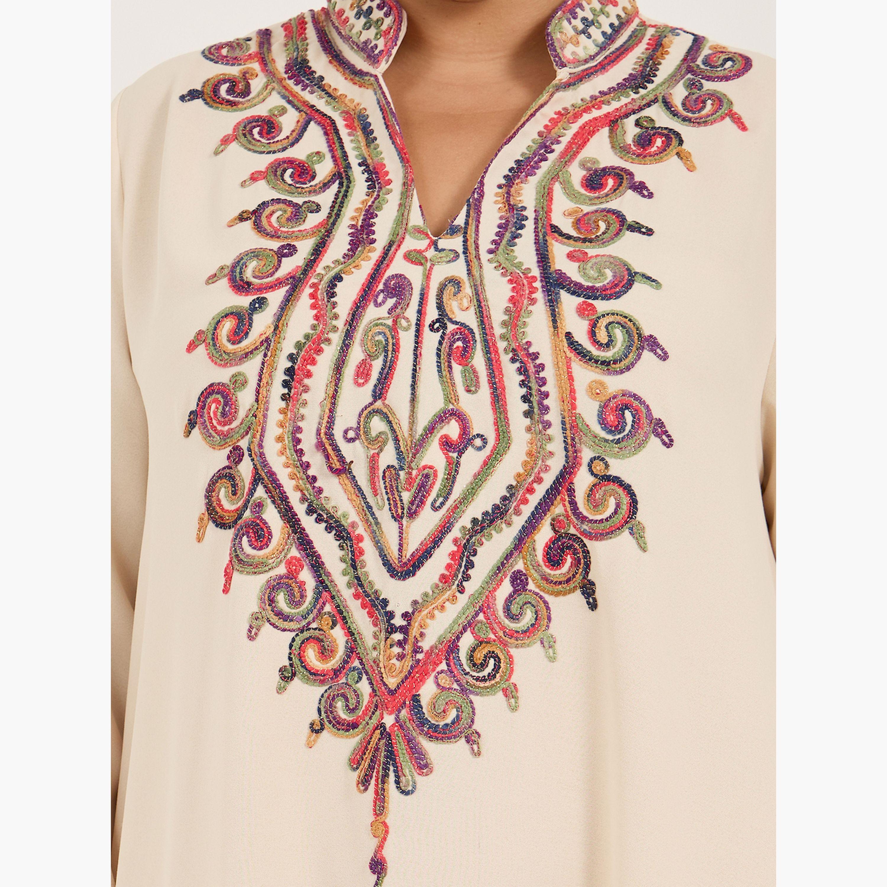 أميرة x ستايلي جلابية بمقاس كبير وحافة واسعة مع ياقة قائمة-women-arabicclothing-jalabiyas-image-4