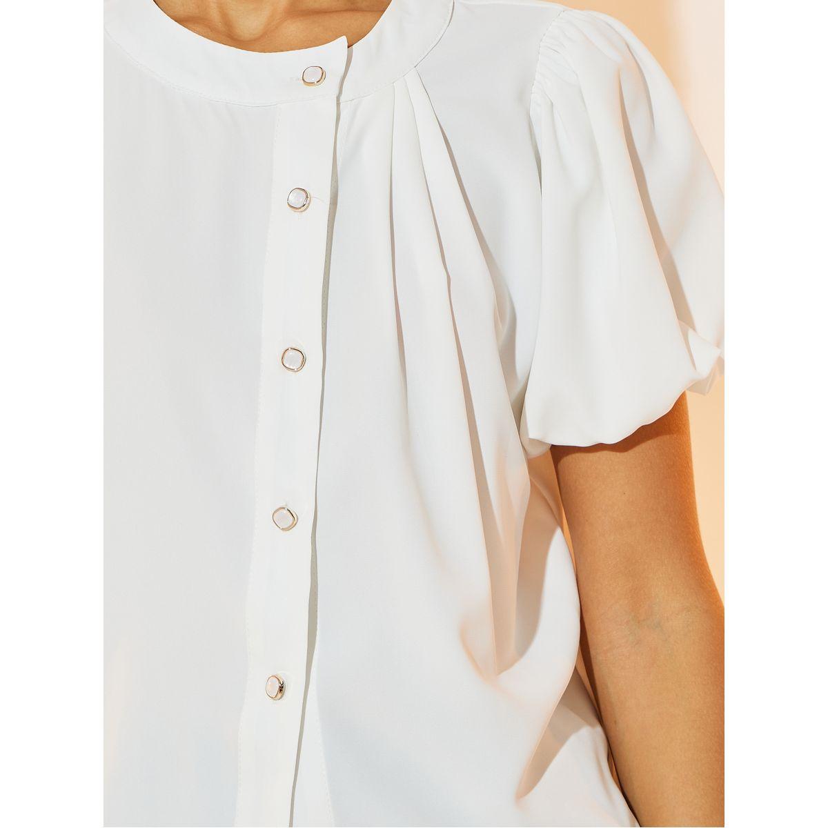 بلوزة بحافة غير متماثلة الطول وأكمام منفوخة-women-clothing-shirtsandblouses-shirts-image-3