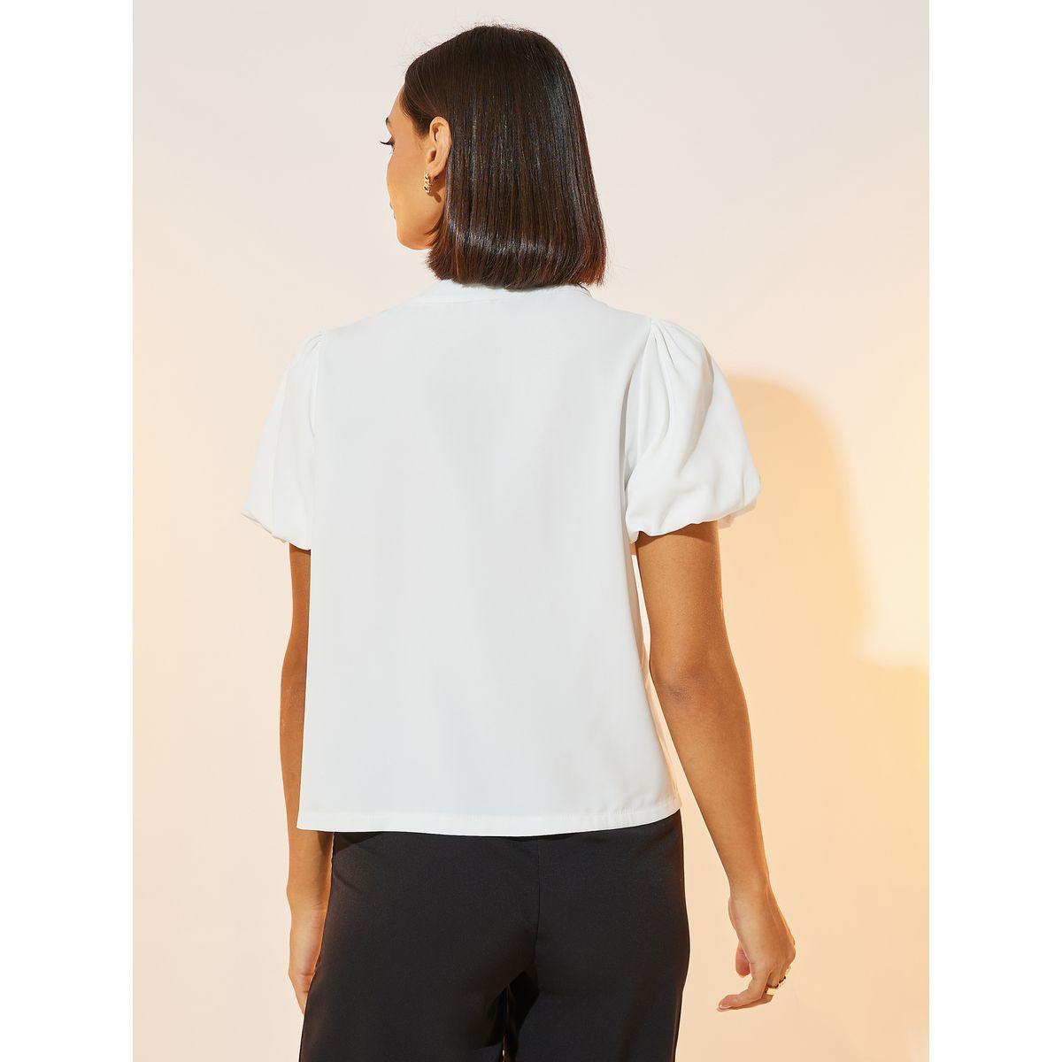بلوزة بحافة غير متماثلة الطول وأكمام منفوخة-women-clothing-shirtsandblouses-shirts-image-4