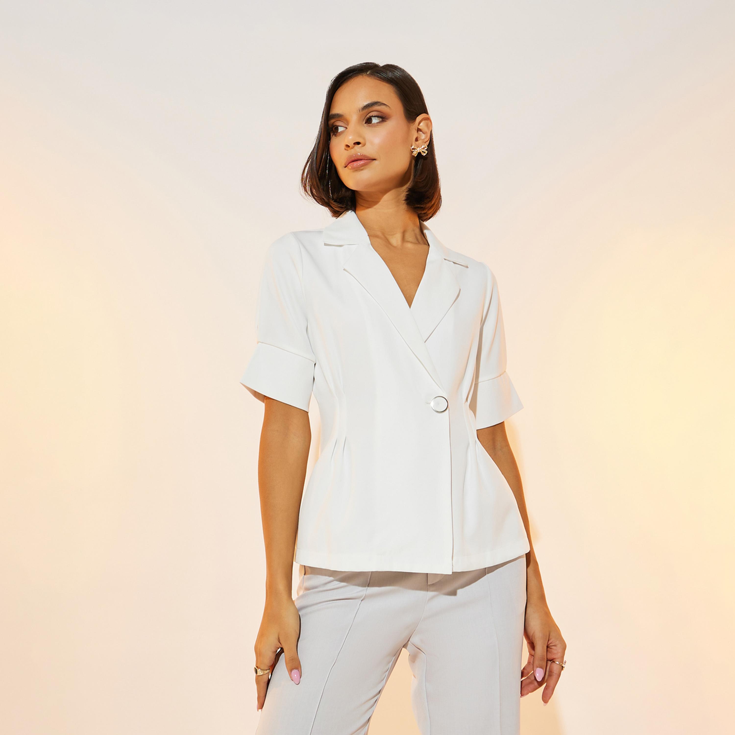 Take Two Solid Notch Lapel Wrap Front Top-women-clothing-shirtsandblouses-blouses-image-3