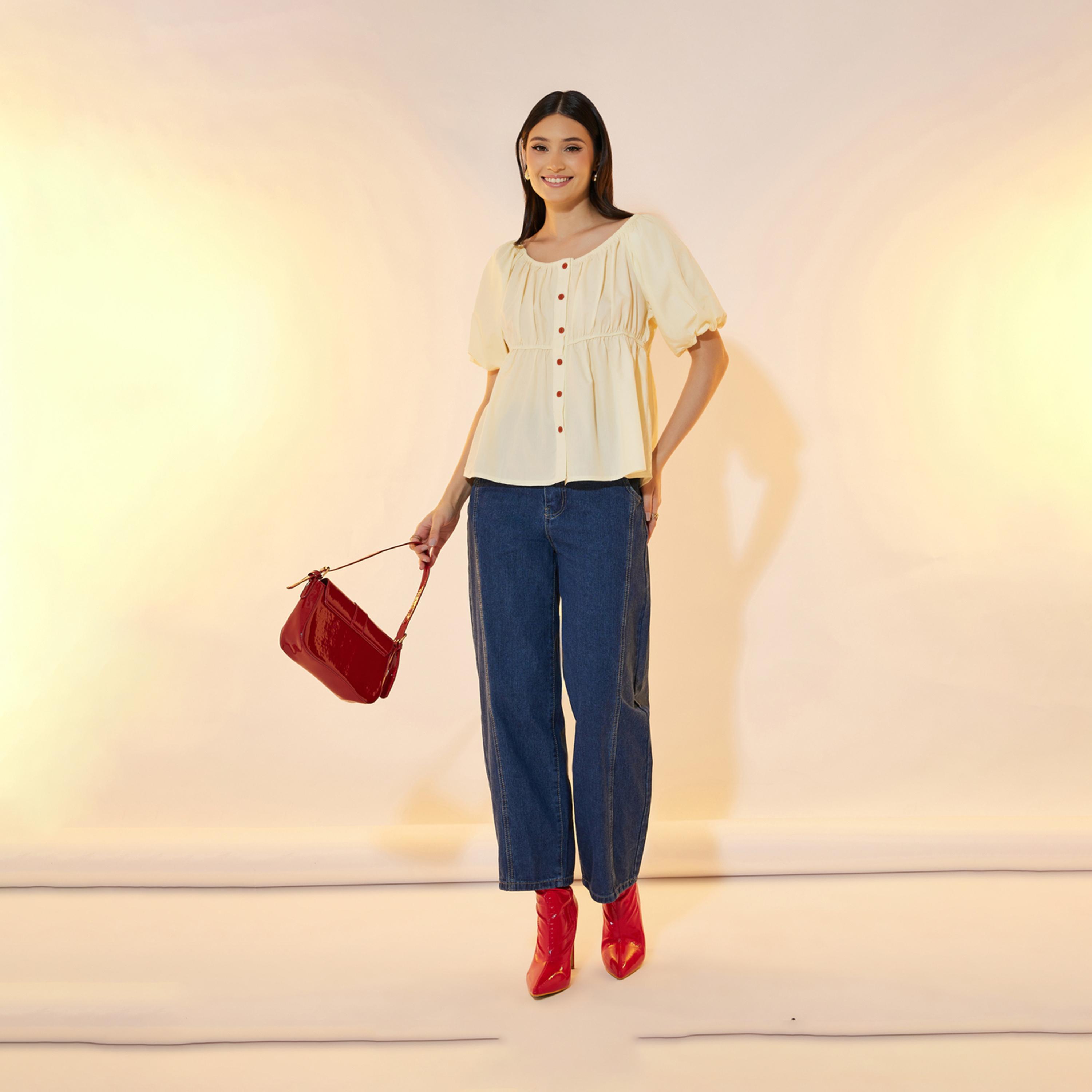 Take Two Solid Puff Sleeve Wide Neck Top-women-clothing-shirtsandblouses-blouses-image-2