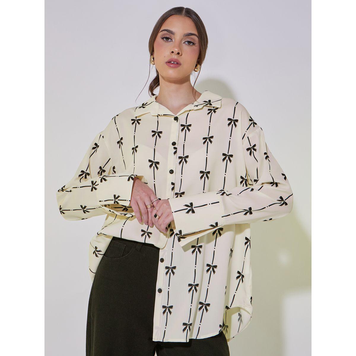 بلوزة بطبعات فيونكة وأكمام طويلة مع أزرار-women-clothing-shirtsandblouses-shirts-image-1