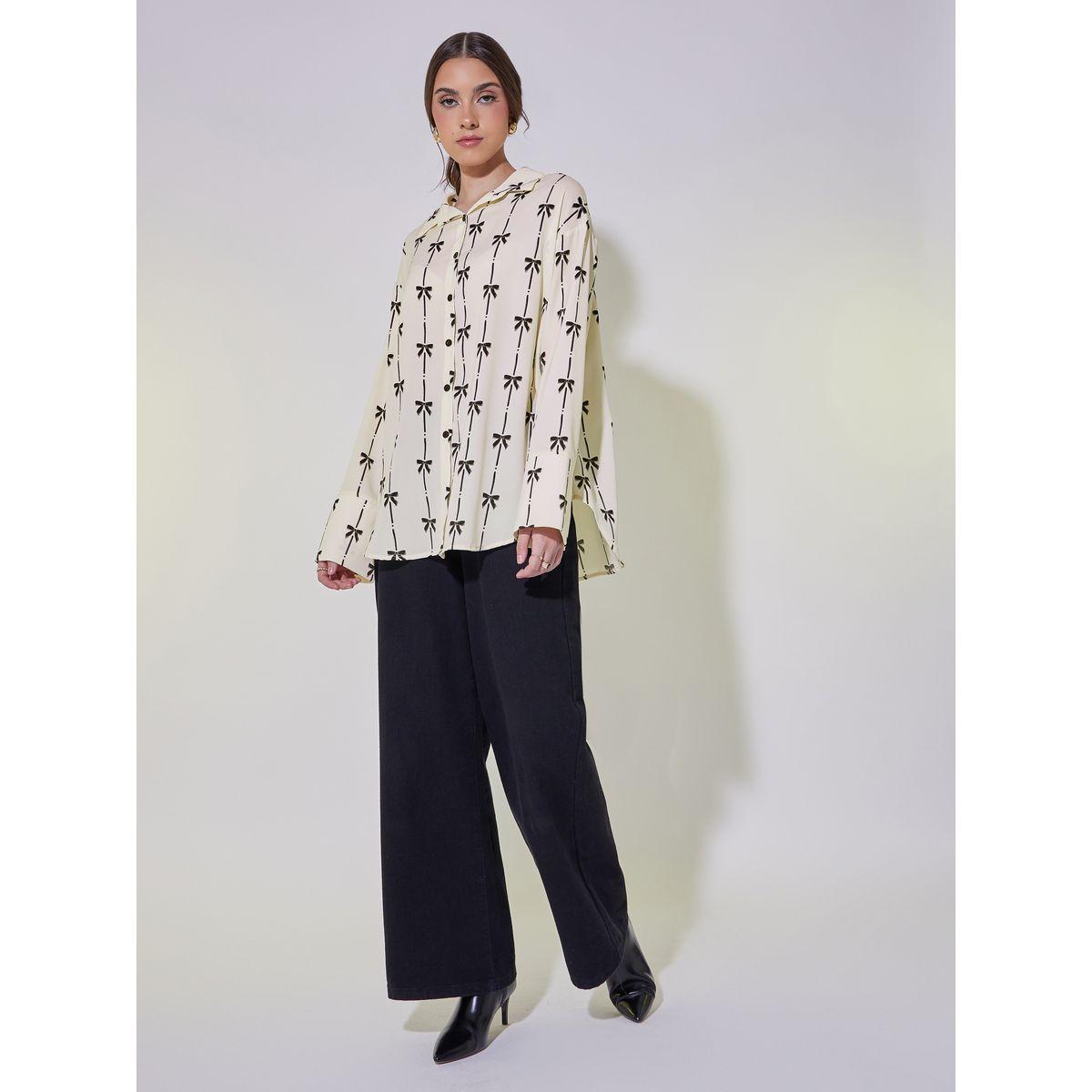 بلوزة بطبعات فيونكة وأكمام طويلة مع أزرار-women-clothing-shirtsandblouses-shirts-image-5