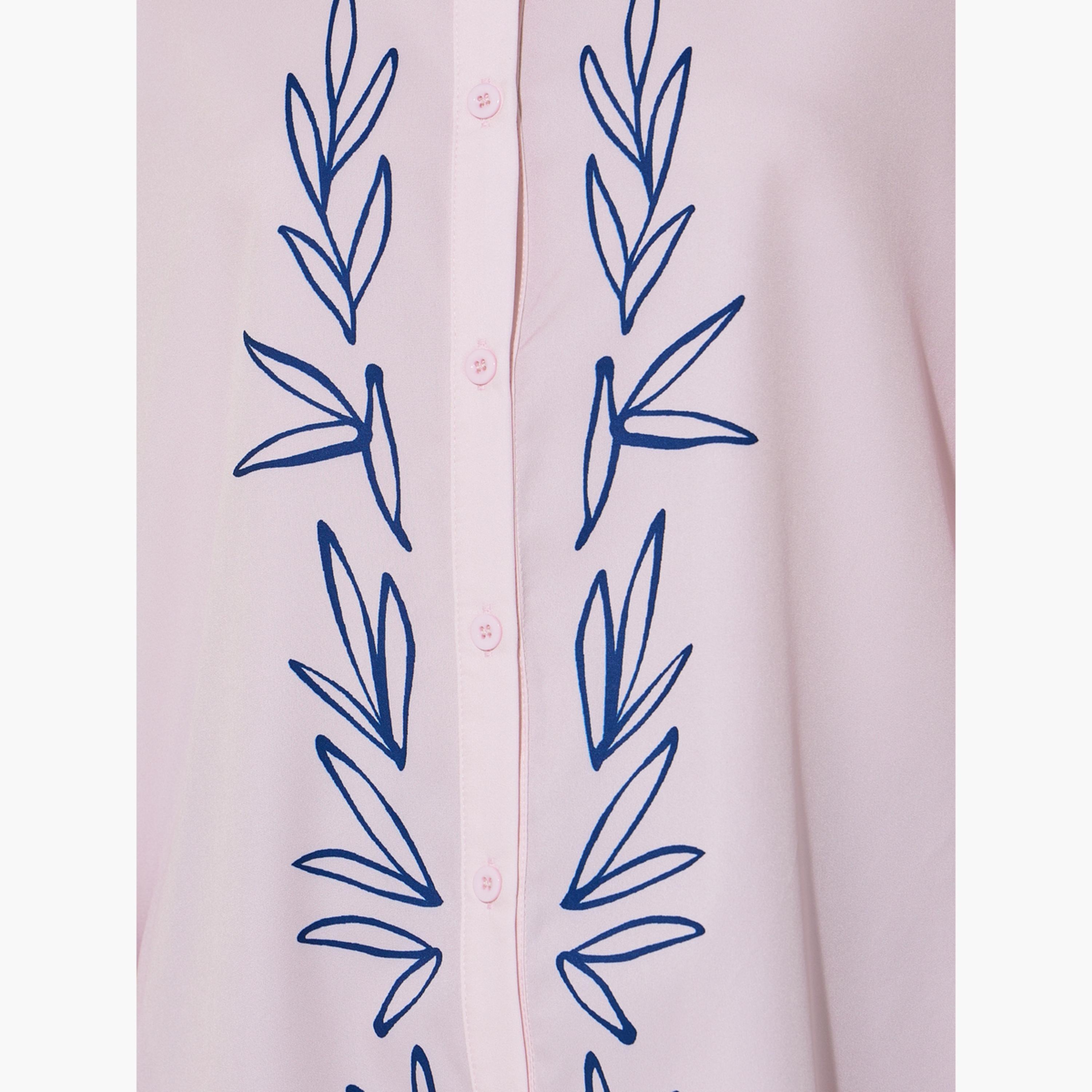 بلوزة فضفاضة مطبعة بياقة وأزرار غلق-women-clothing-shirtsandblouses-shirts-image-2