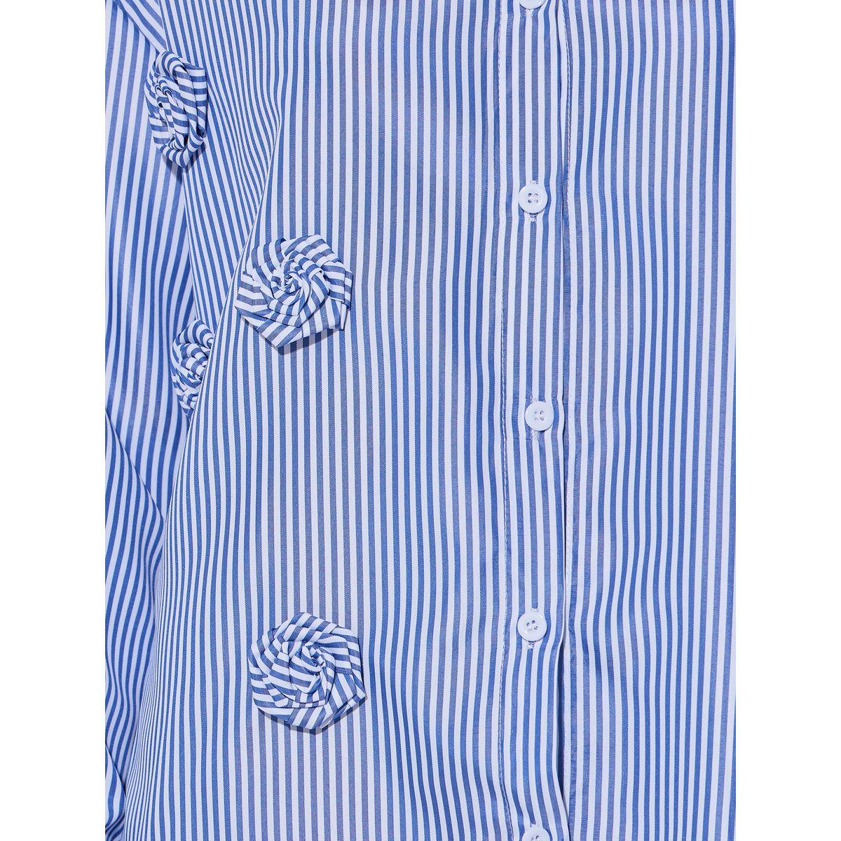 Take Two Striped Oversized Shirt with Corsage Detail-women-clothing-shirtsandblouses-shirts-image-3