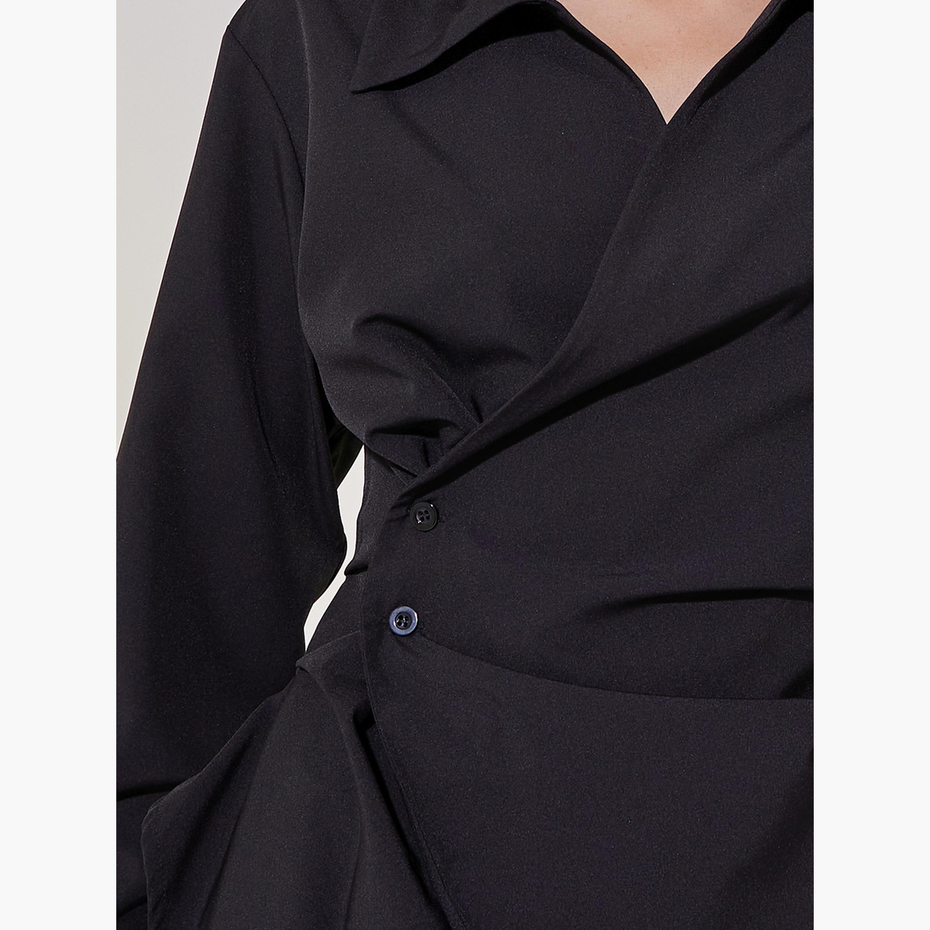 Take Two Solid Long Sleeve Wrap Top with Button Detail-women-clothing-shirtsandblouses-blouses-image-3
