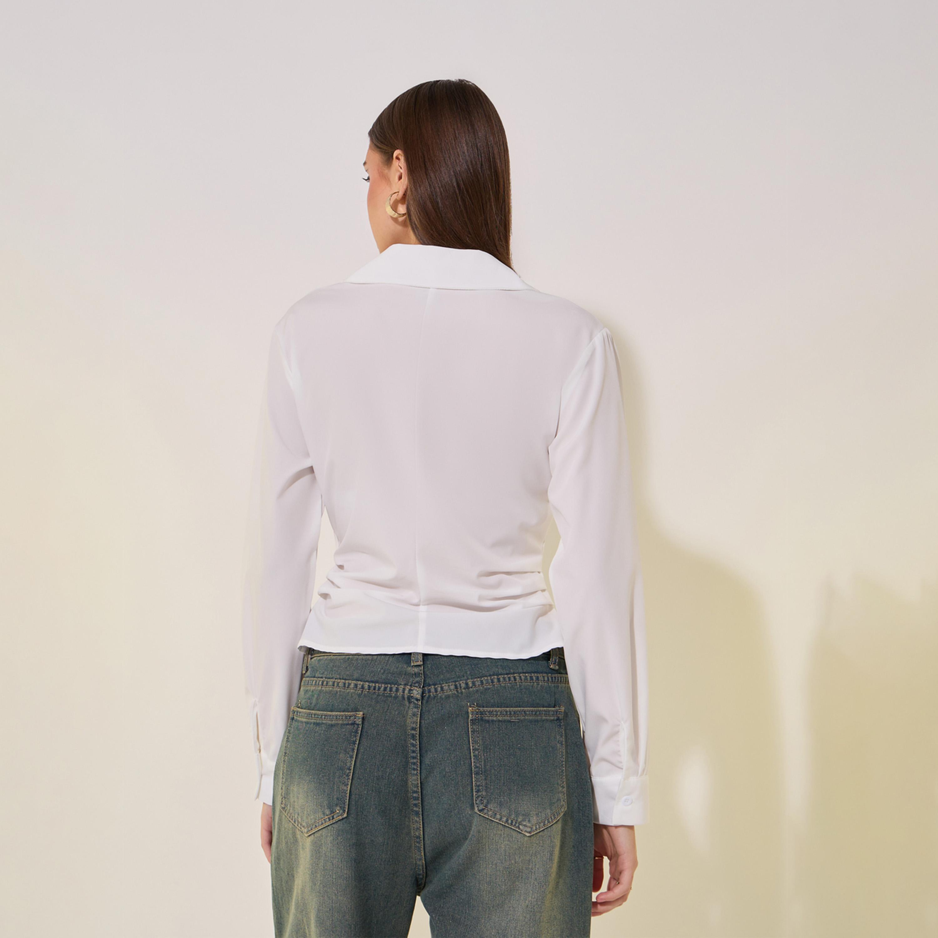 Take Two Solid Asymmetric Hem Collared Wrap Top-women-clothing-shirtsandblouses-blouses-image-5