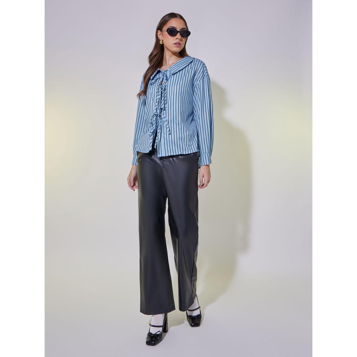 بلوزة مخططة بياقة بيتر بان وأربطة-women-clothing-shirtsandblouses-shirts-image-2