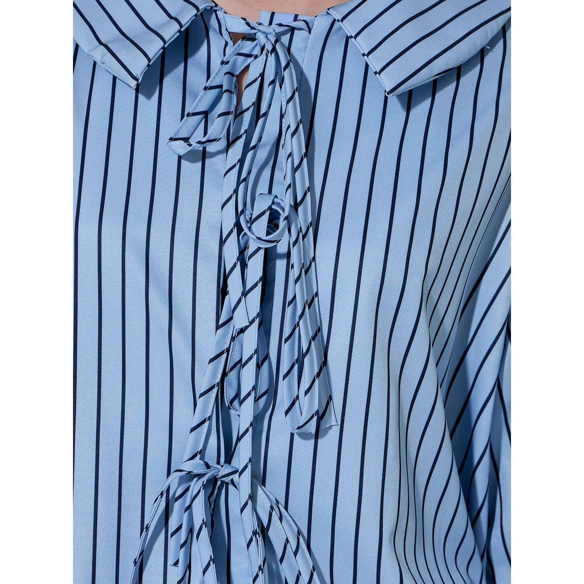 Striped Peter Pan Neck Shirt with Tie-Up Detail-women-clothing-shirtsandblouses-shirts-image-4