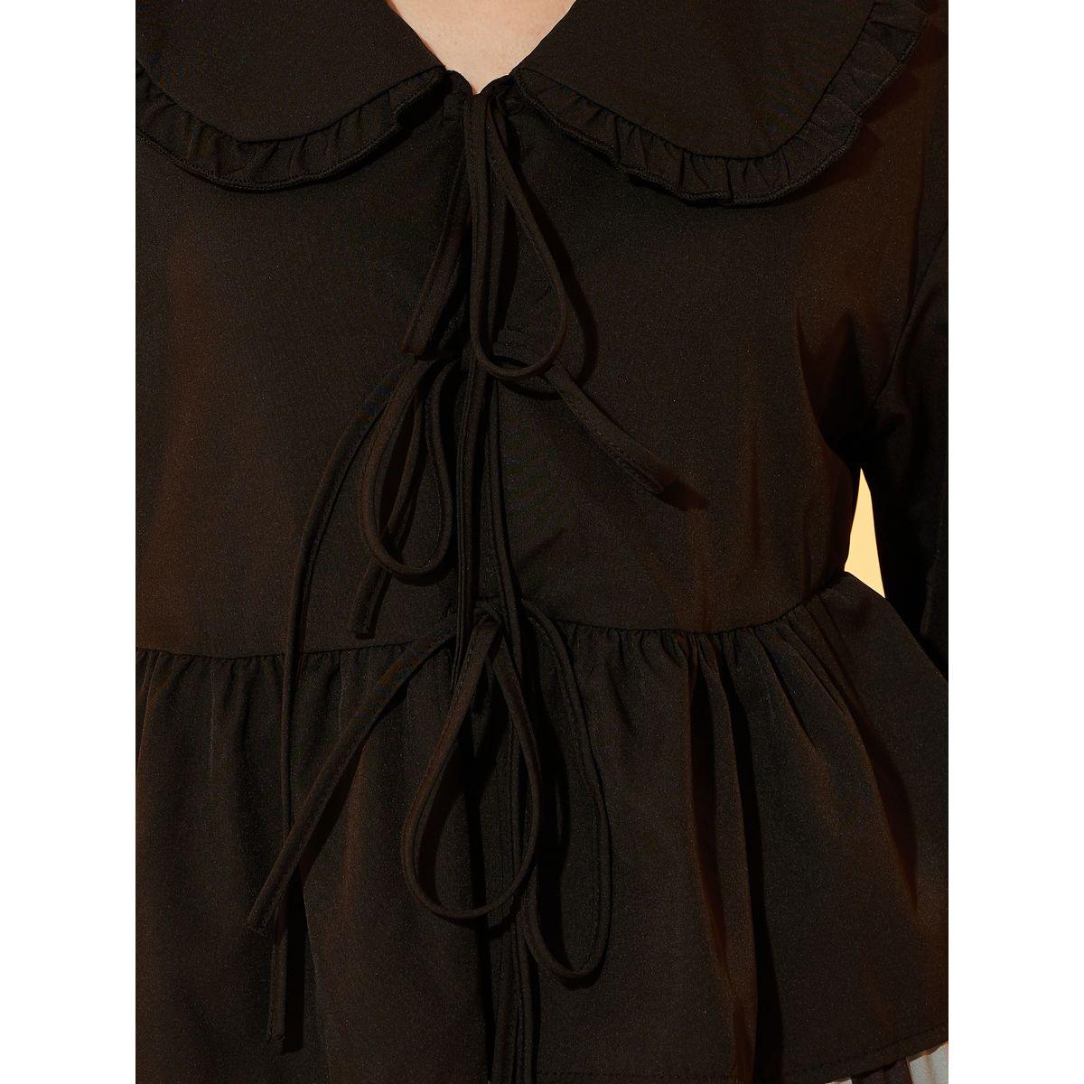Take Two Peter Pan Collar Bow Tie Front Blouse-women-clothing-shirtsandblouses-shirts-image-3