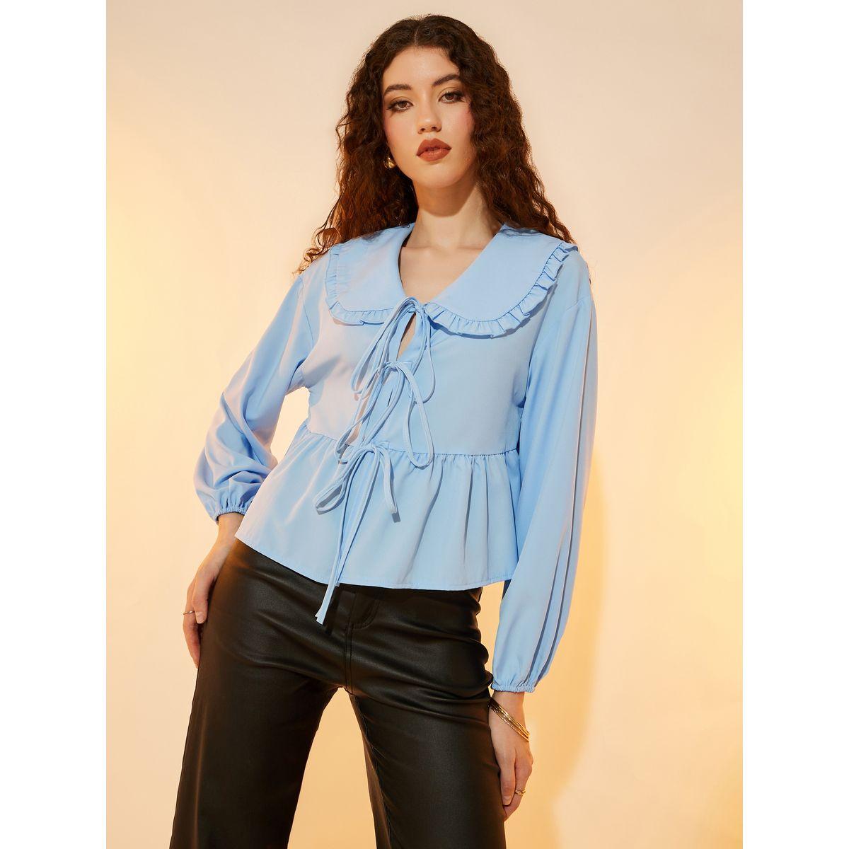بلوزة بياقة بيتر بان وربطة فيونكة-women-clothing-shirtsandblouses-shirts-image-4