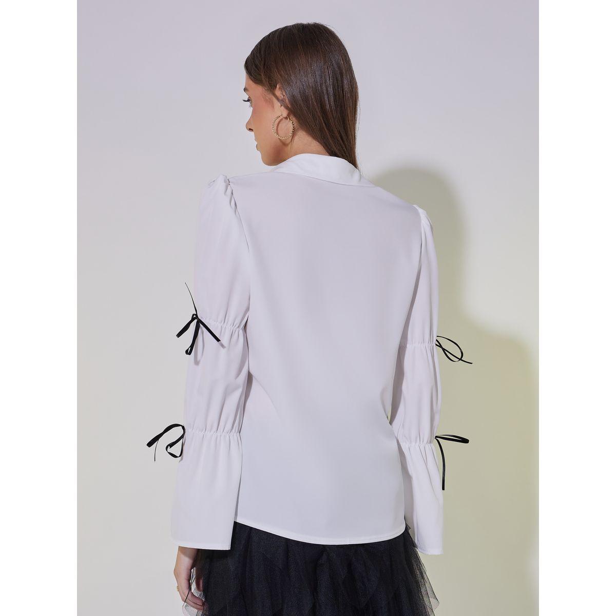 Ribbon Detail Marie Sleeves Regular Fit Shirt-women-clothing-shirtsandblouses-shirts-image-4