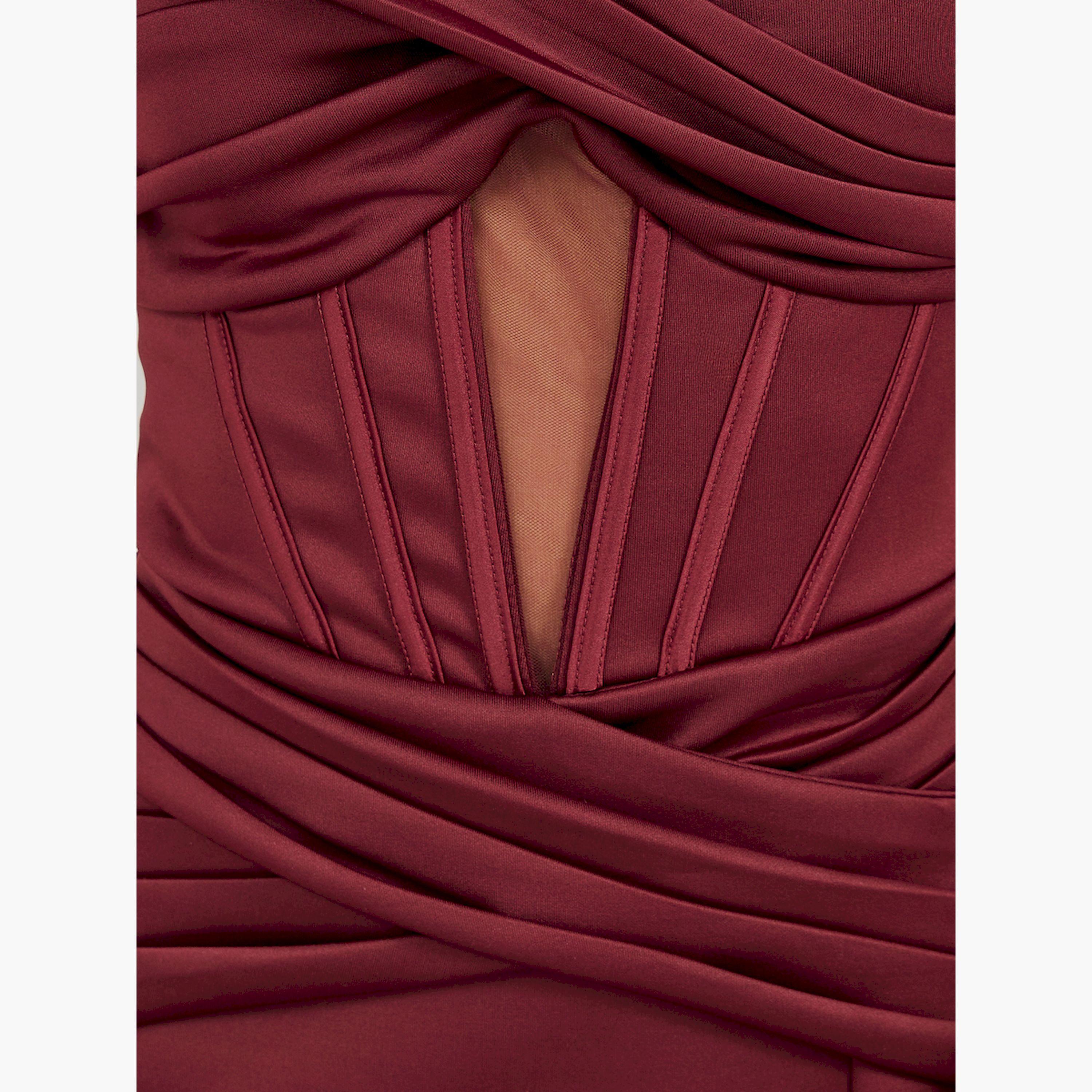 ستايلي - فستان ماكسي تصميم حورية البحر بدون حمالات مع فتحة عالية-women-clothing-dresses-image-4