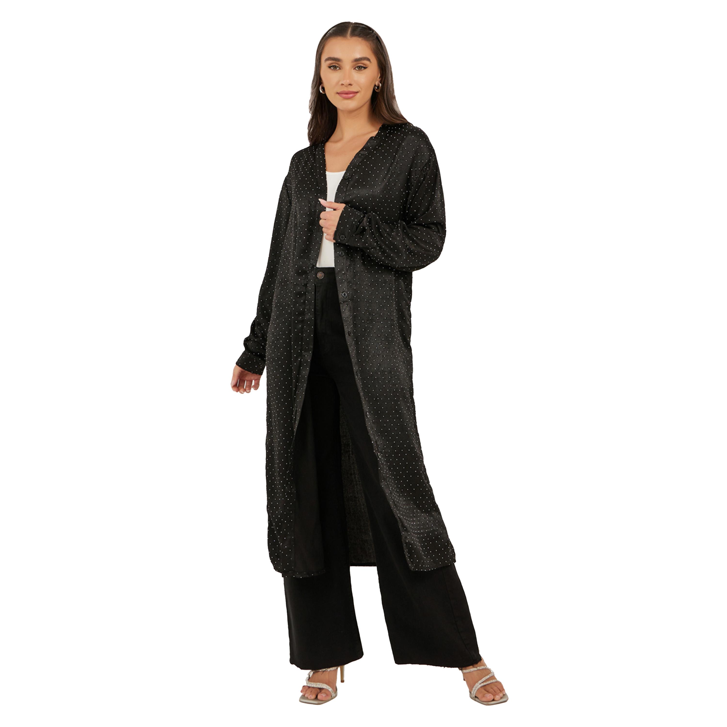 كيمونو ميدي مطبع بقصة عادية وأزرار-women-arabicclothing-abayas-image-1