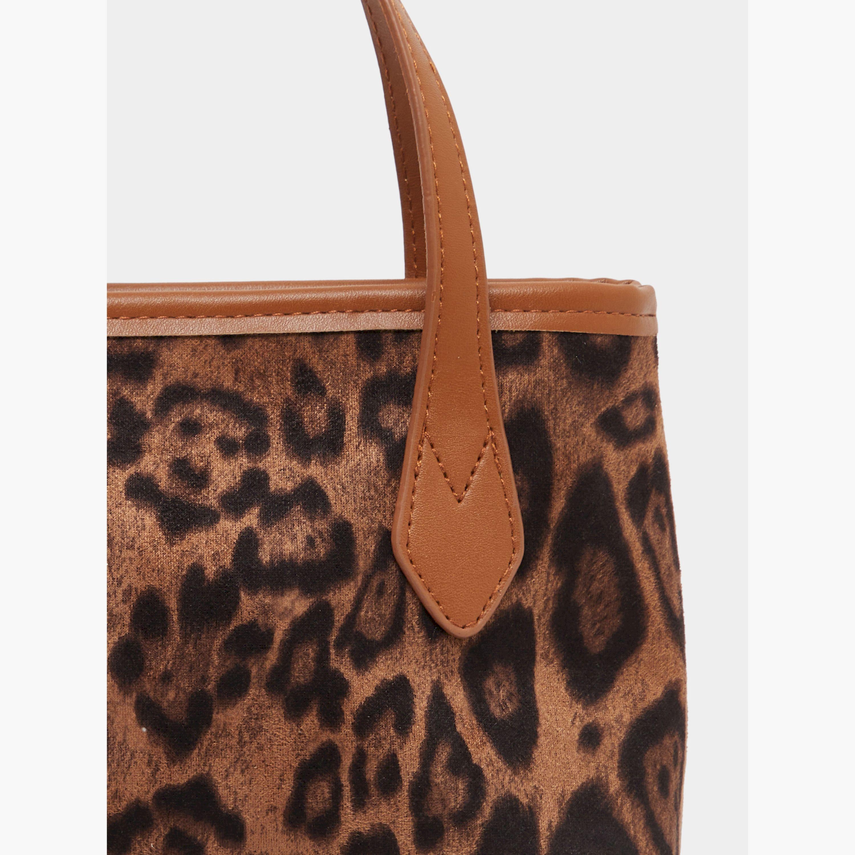 Styli Leopard Print Handbag with Adjustable Strap-women-bagsandwallets-handbags-image-5
