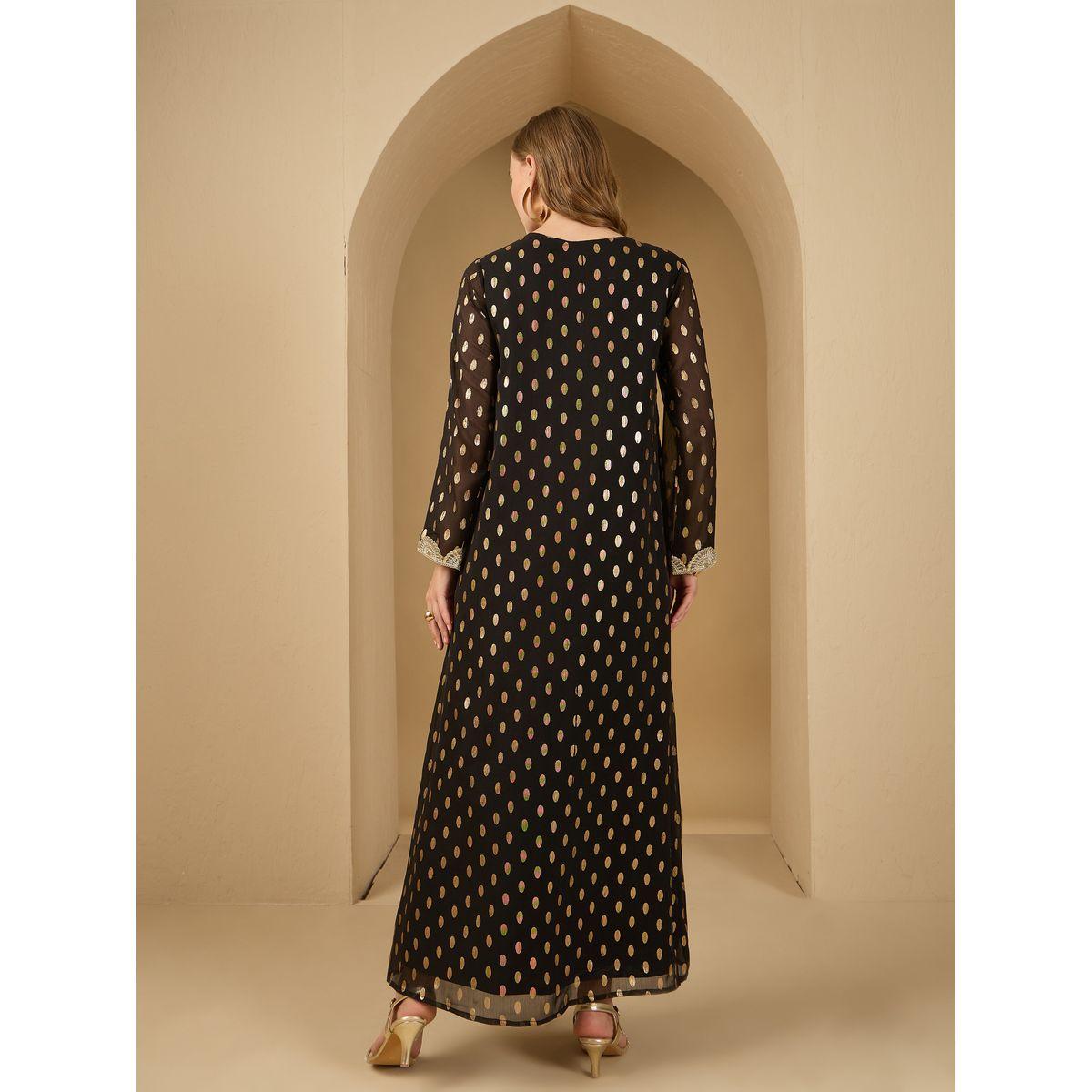 جلابية بتفاصيل دوبي مع تداخلات دانتيل-women-arabicclothing-jalabiyas-image-5